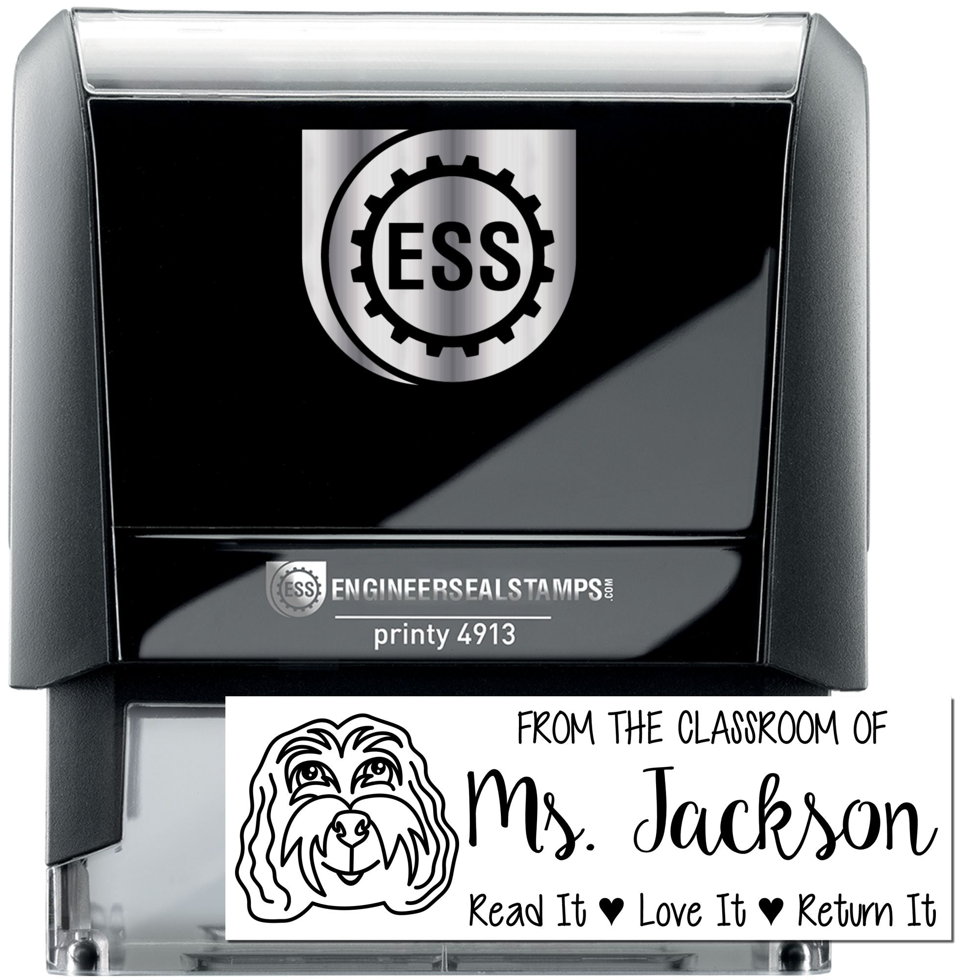 Self-Inking Custom Book Stamp with Cockapoo Image - Engineer Seal Stamps