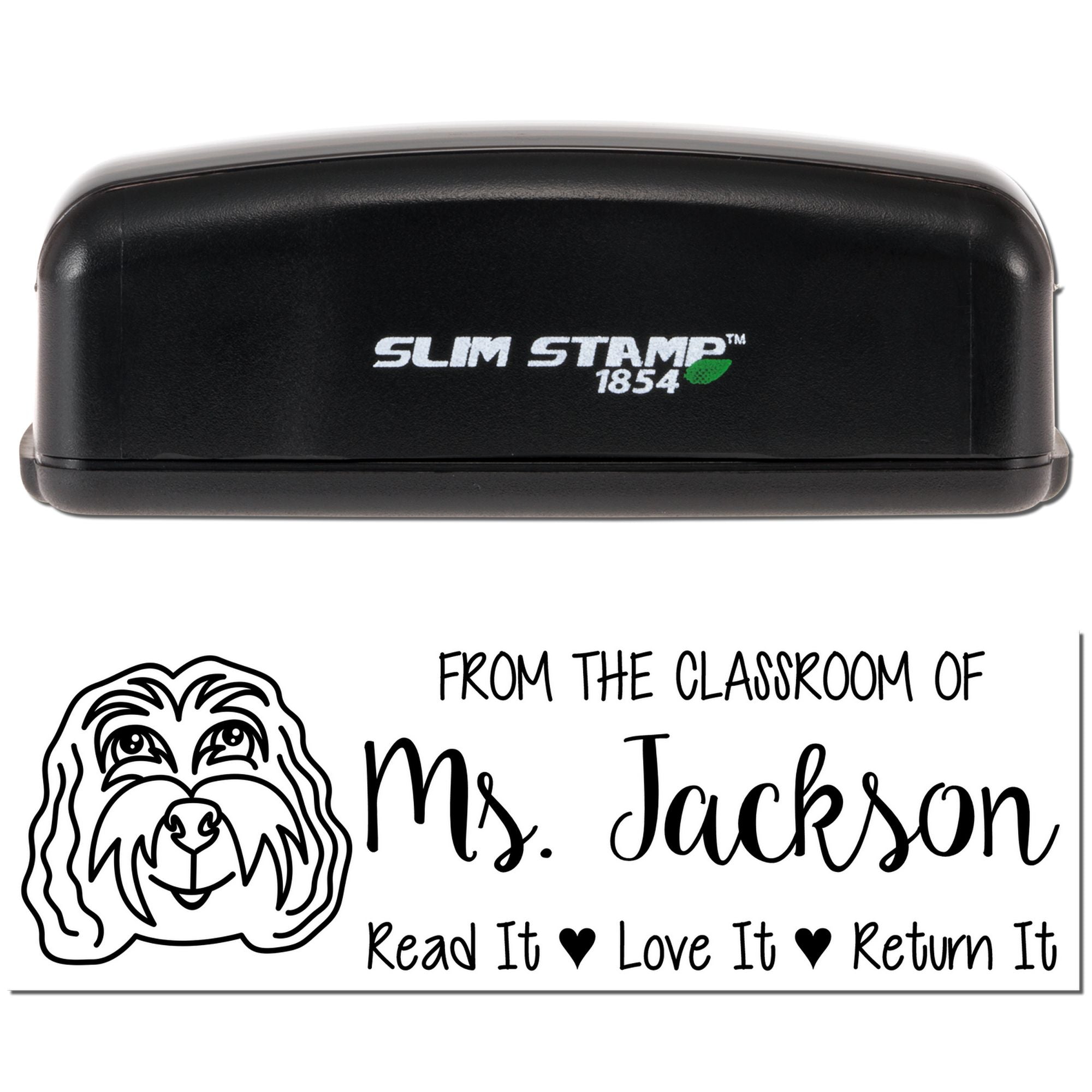 Pre-Inked Cockapoo Outline Custom Made Personal Book Stamp - Engineer Seal Stamps