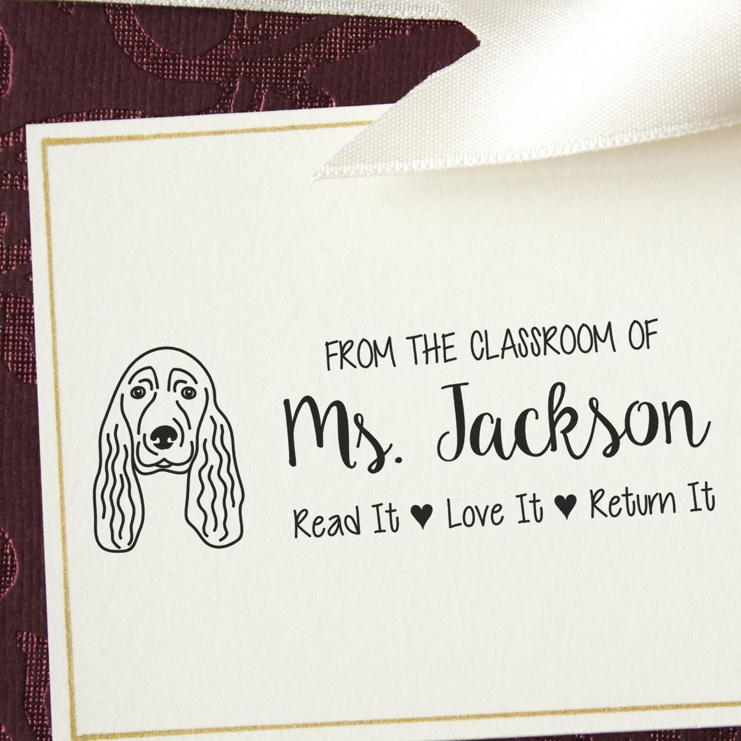 Cocker Spaniel Customized Teacher Book Ownership Stamp Pre-Inked - Engineer Seal Stamps