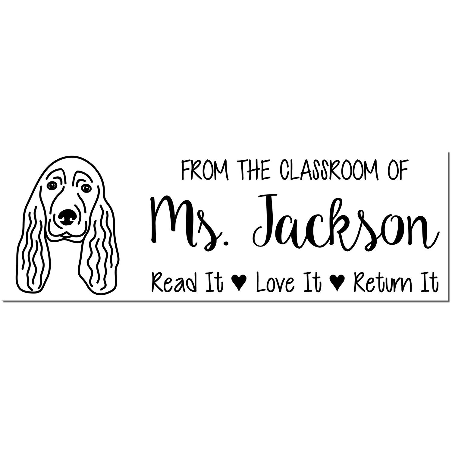 Cocker Spaniel Customized Teacher Book Ownership Stamp Pre-Inked - Engineer Seal Stamps