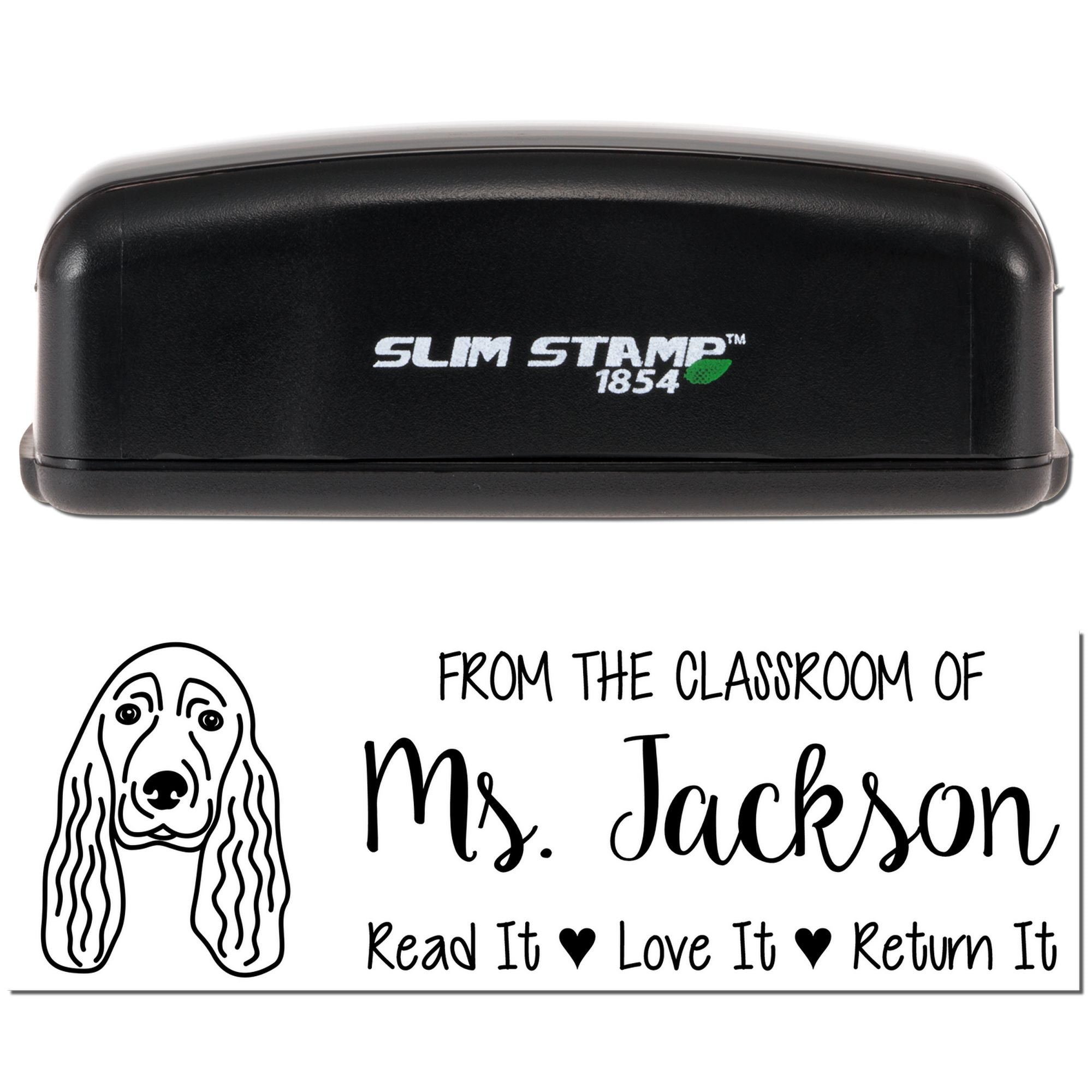 Pre-Inked Cocker Spaniel Outline Custom Made Teacher Classroom Stamp - Engineer Seal Stamps