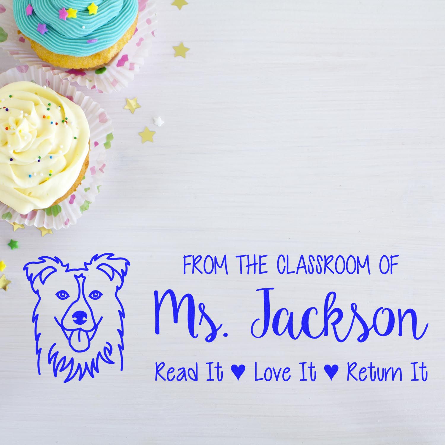 Wood Handle Collie Custom Read It Love It Stamp - Engineer Seal Stamps