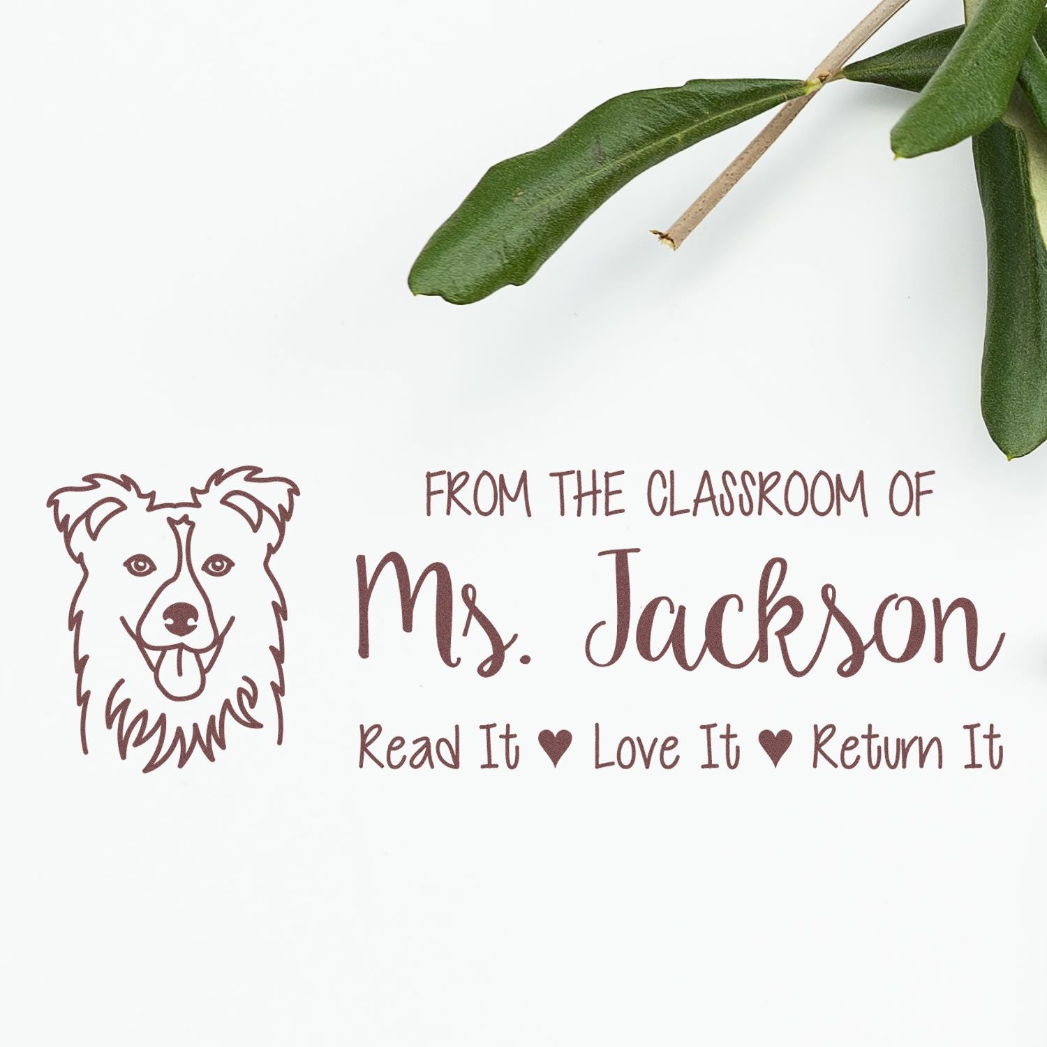 Pre-Inked Collie Outline Custom Made Teacher Book Stamp - Engineer Seal Stamps