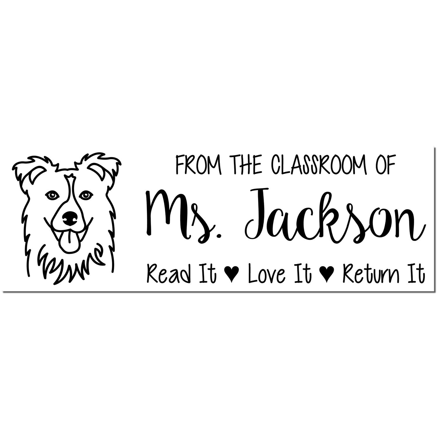 Pre-Inked Collie Outline Custom Made Teacher Book Stamp - Engineer Seal Stamps