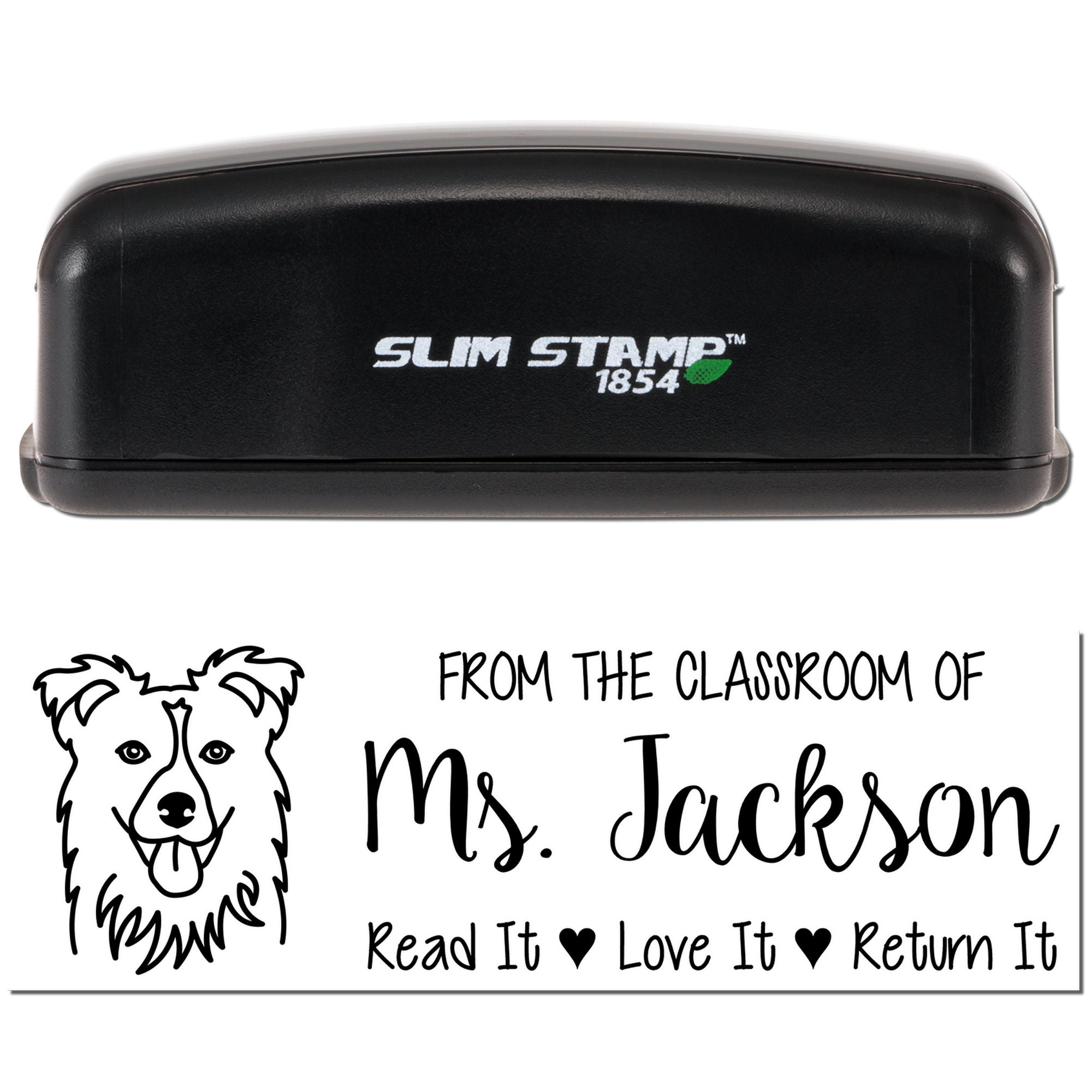 Pre-Inked Collie Outline Custom Made Teacher Book Stamp - Engineer Seal Stamps