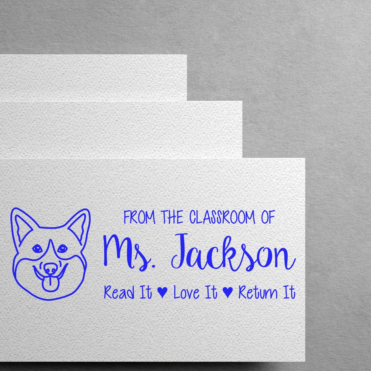 Pre-Inked Corgi Outline Custom Made Teacher Library Stamp - Engineer Seal Stamps