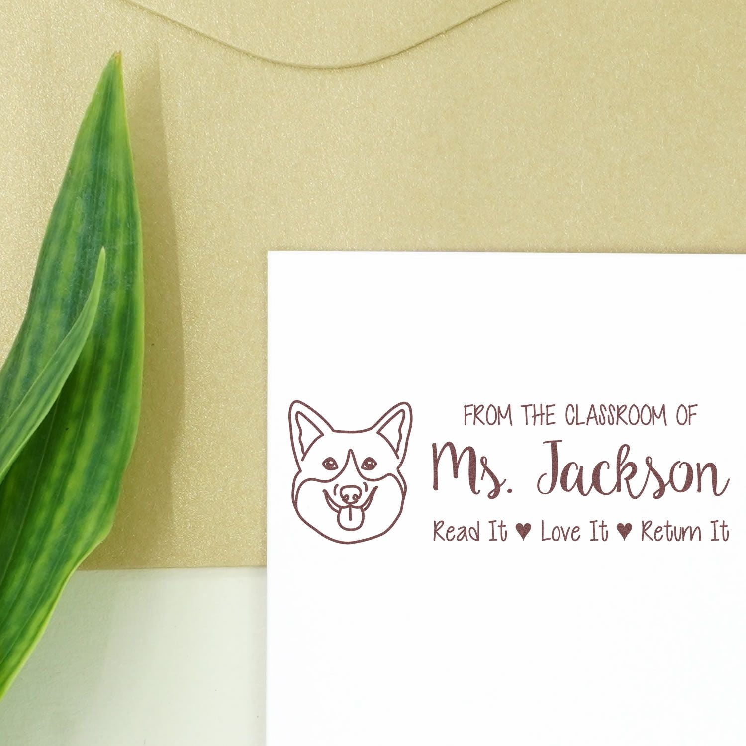 Self-Inking Custom Bookplate Stamp with Corgi Image - Engineer Seal Stamps