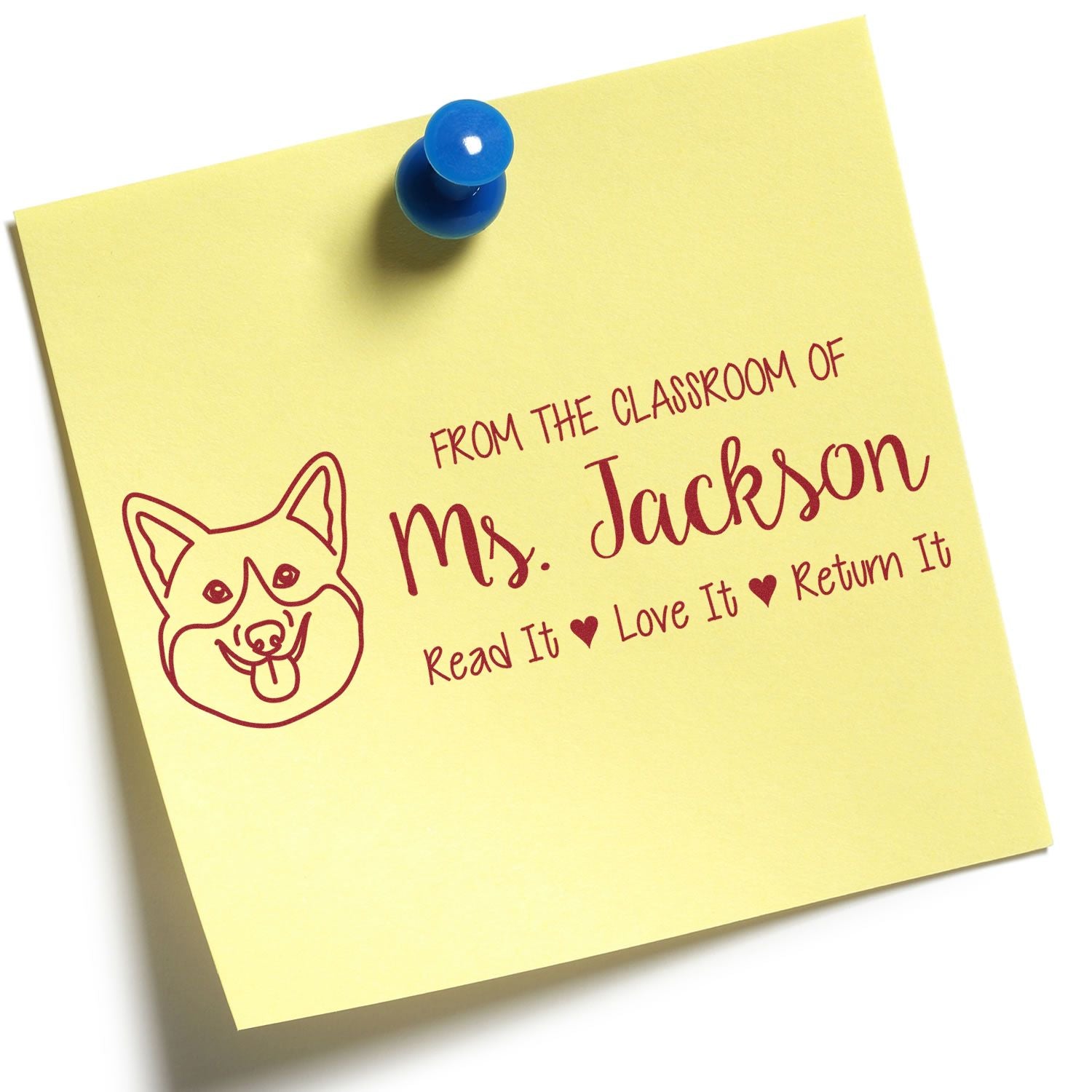 Self-Inking Custom Bookplate Stamp with Corgi Image - Engineer Seal Stamps