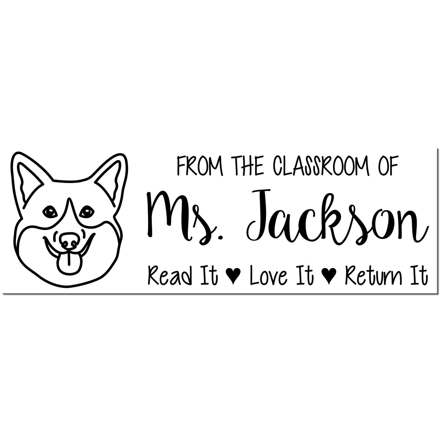 Pre-Inked Corgi Outline Custom Made Teacher Library Stamp - Engineer Seal Stamps