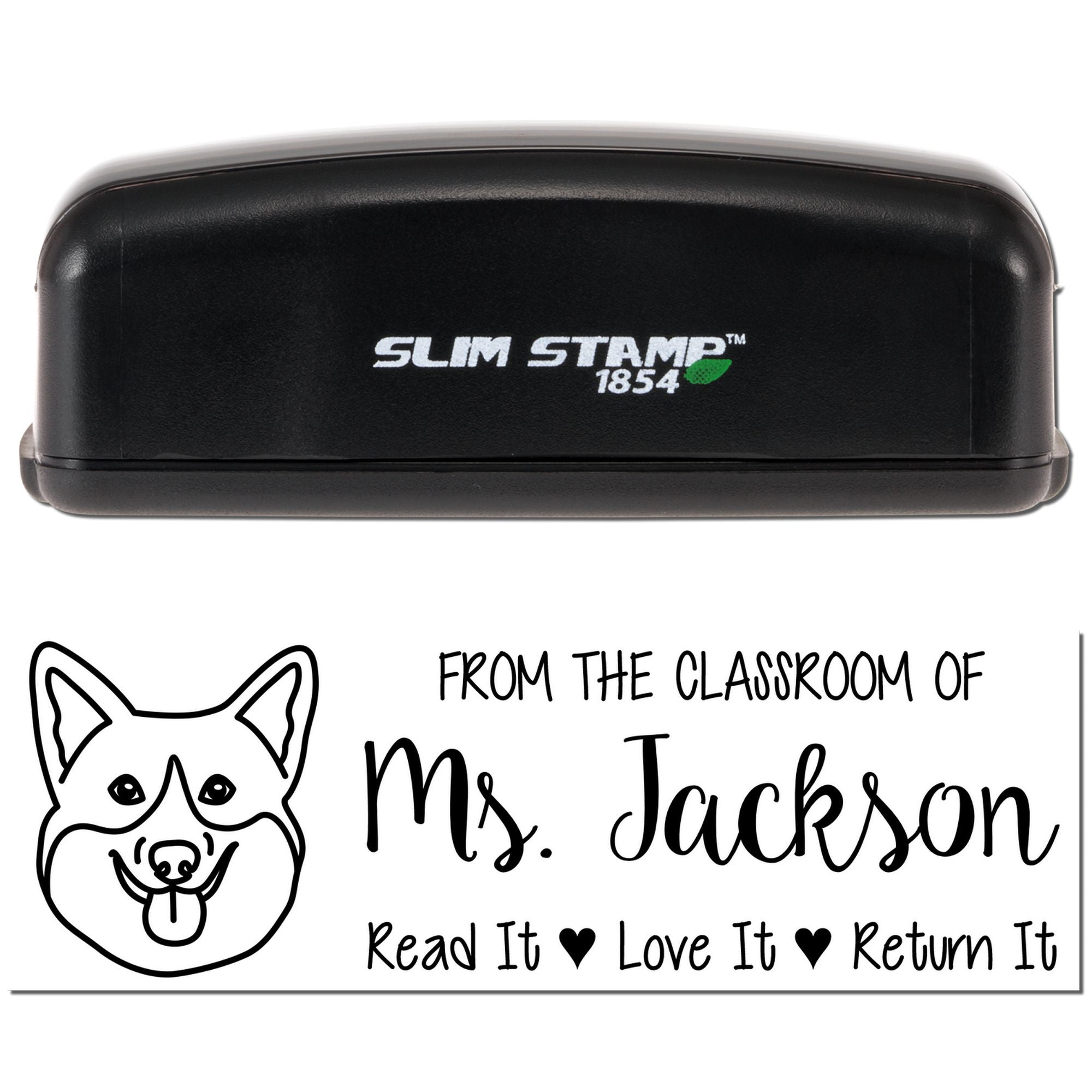 Pre-Inked Corgi Outline Custom Made Teacher Library Stamp - Engineer Seal Stamps