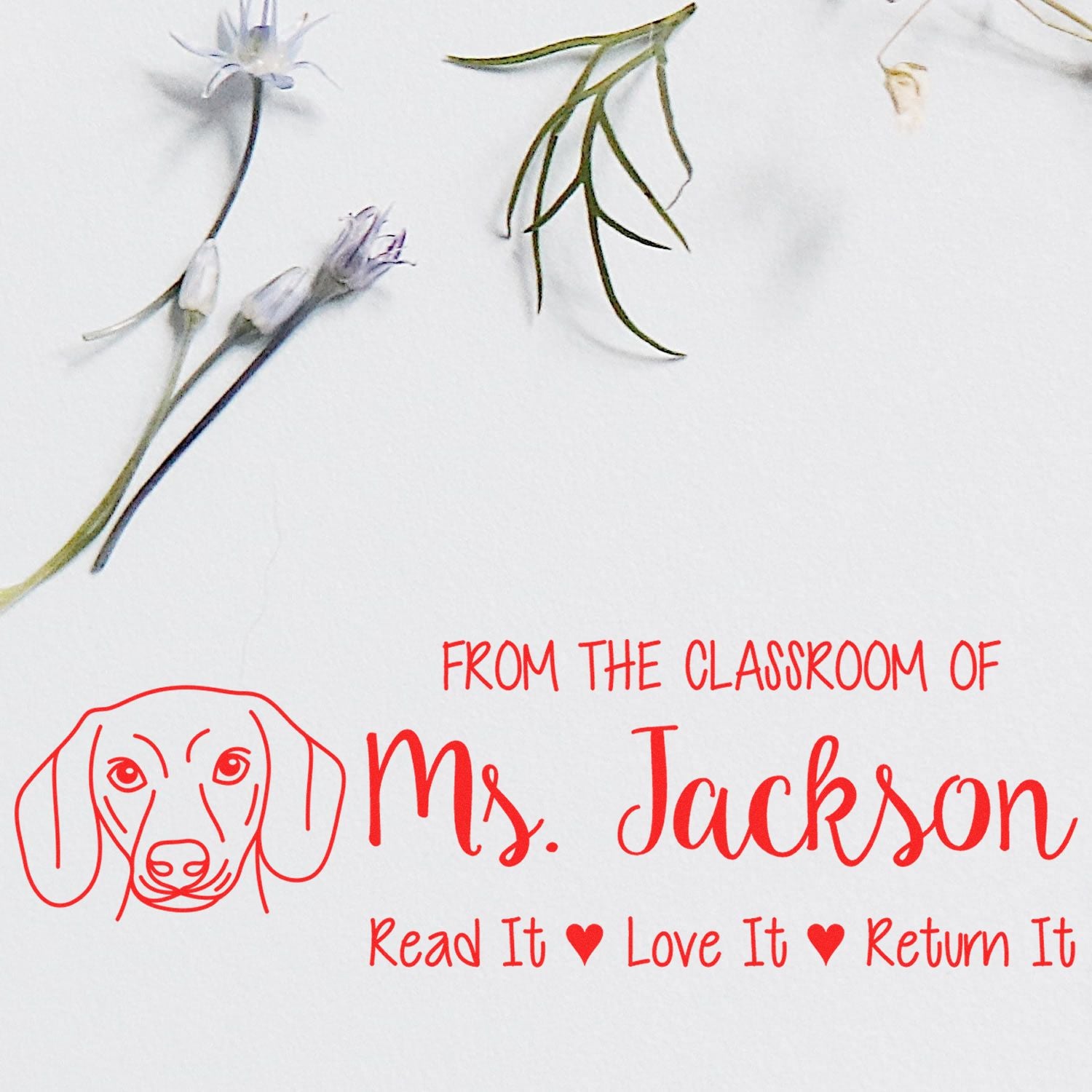 Pre-Inked Dachshund Outline Custom Made Teacher Library Book Stamp - Engineer Seal Stamps