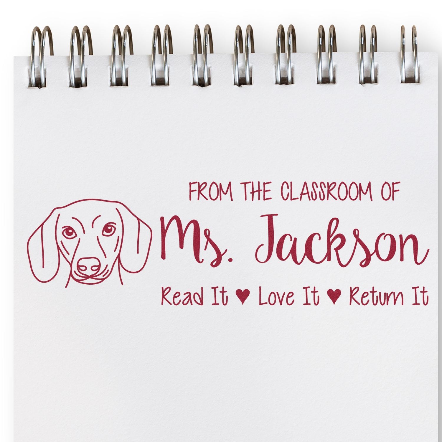 Pre-Inked Dachshund Outline Custom Made Teacher Library Book Stamp - Engineer Seal Stamps