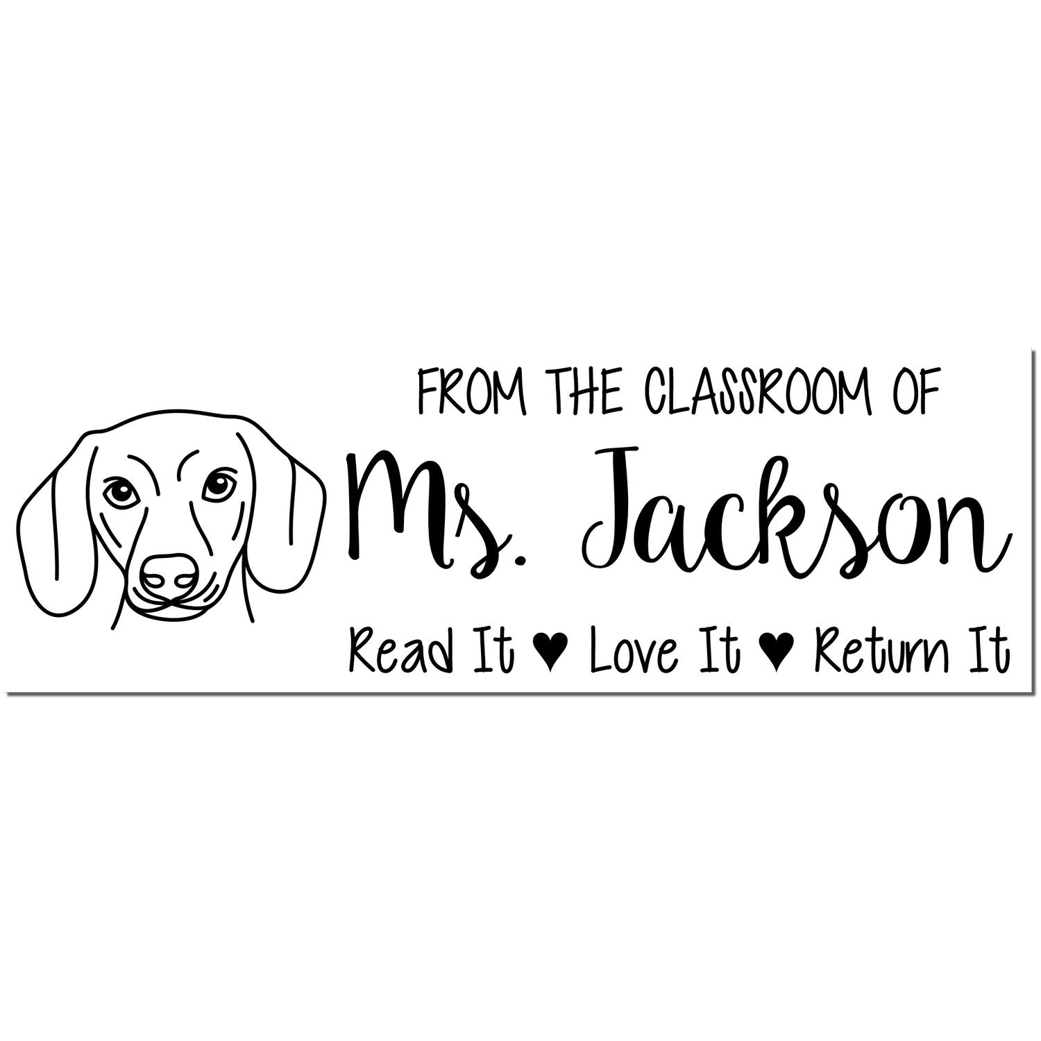 Wood Handle Dachshund Custom Teacher Book Ownership Stamp - Engineer Seal Stamps