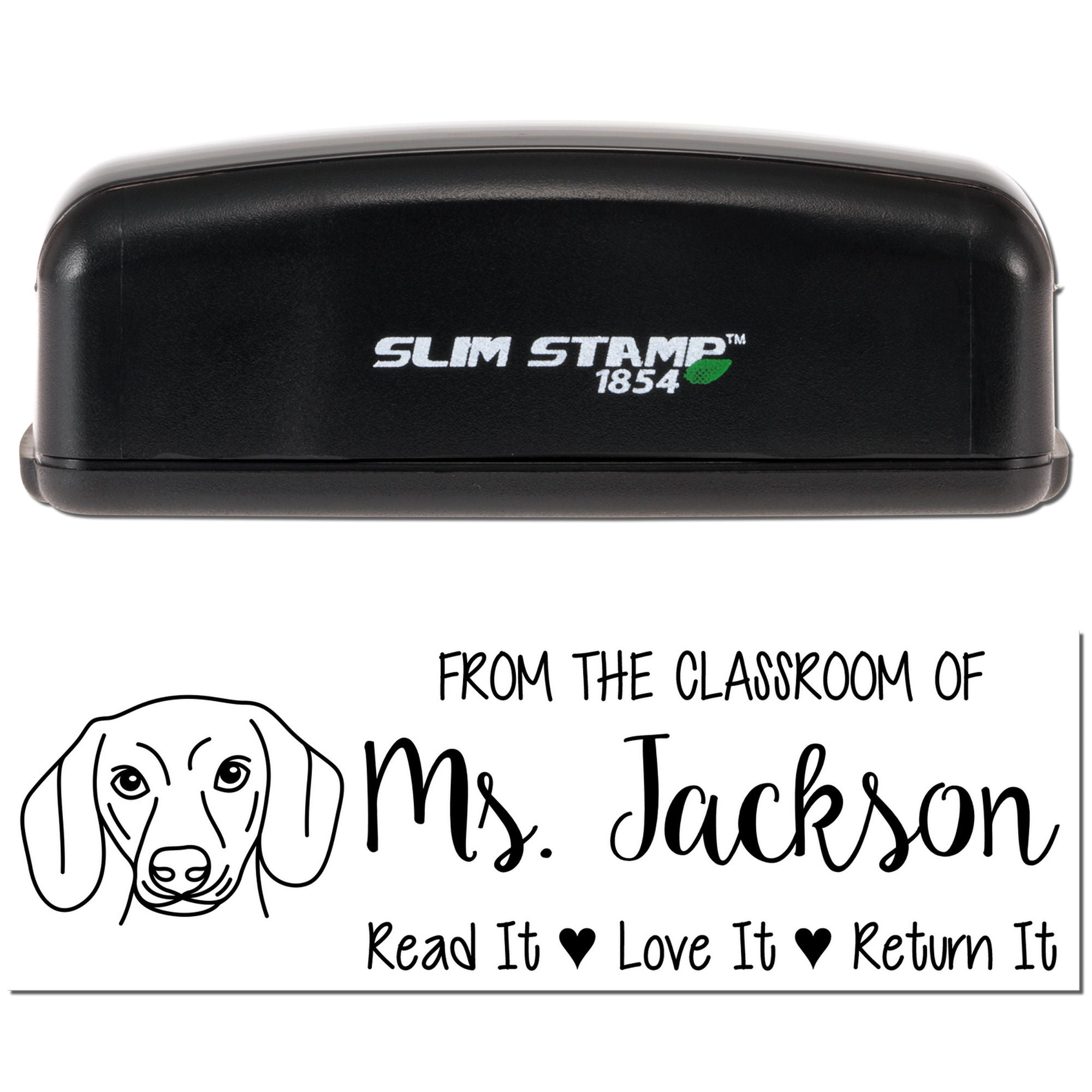 Pre-Inked Dachshund Outline Custom Made Teacher Library Book Stamp - Engineer Seal Stamps