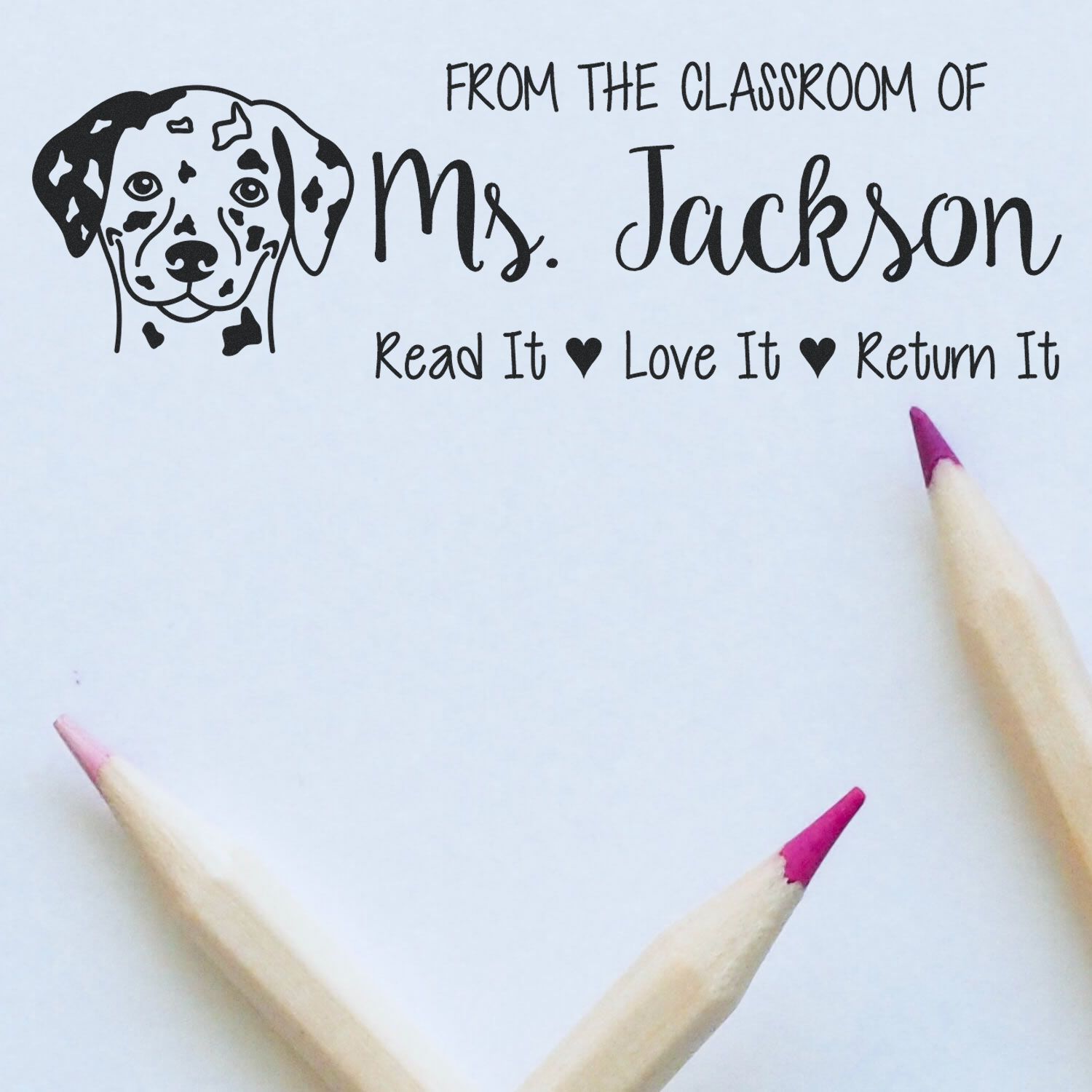 Pre-Inked Dalmatian Outline Custom Made Classroom Ownership Stamp - Engineer Seal Stamps