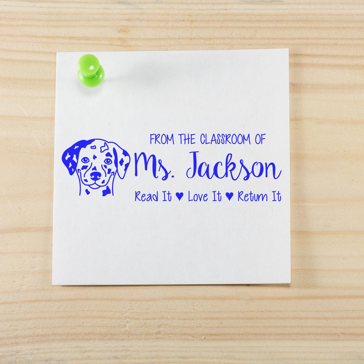 Wood Handle Dalmatian Personalized Book Ownership Stamp - Engineer Seal Stamps