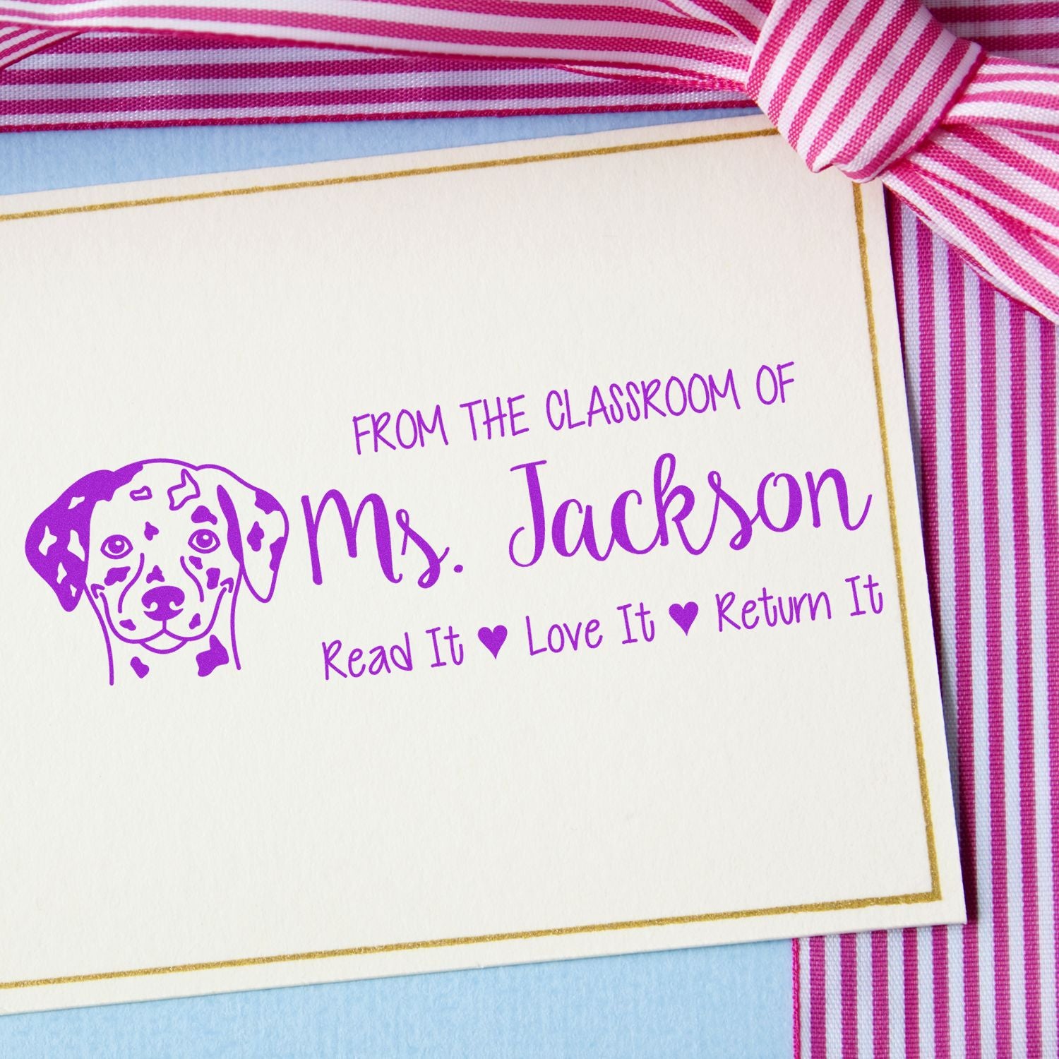 Self-Inking Custom Book Identification Stamp with Dalmatian Image - Engineer Seal Stamps