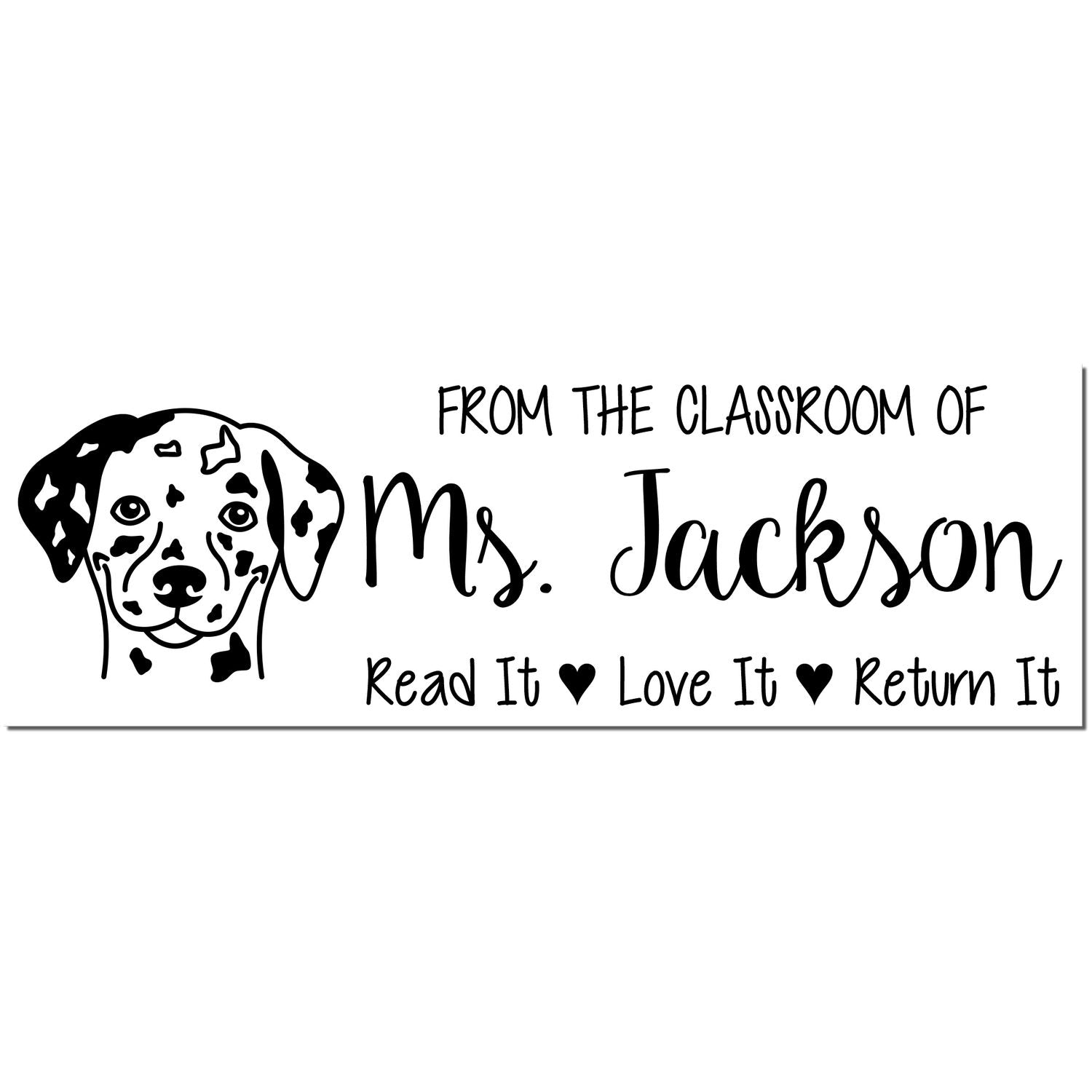 Wood Handle Dalmatian Personalized Book Ownership Stamp - Engineer Seal Stamps