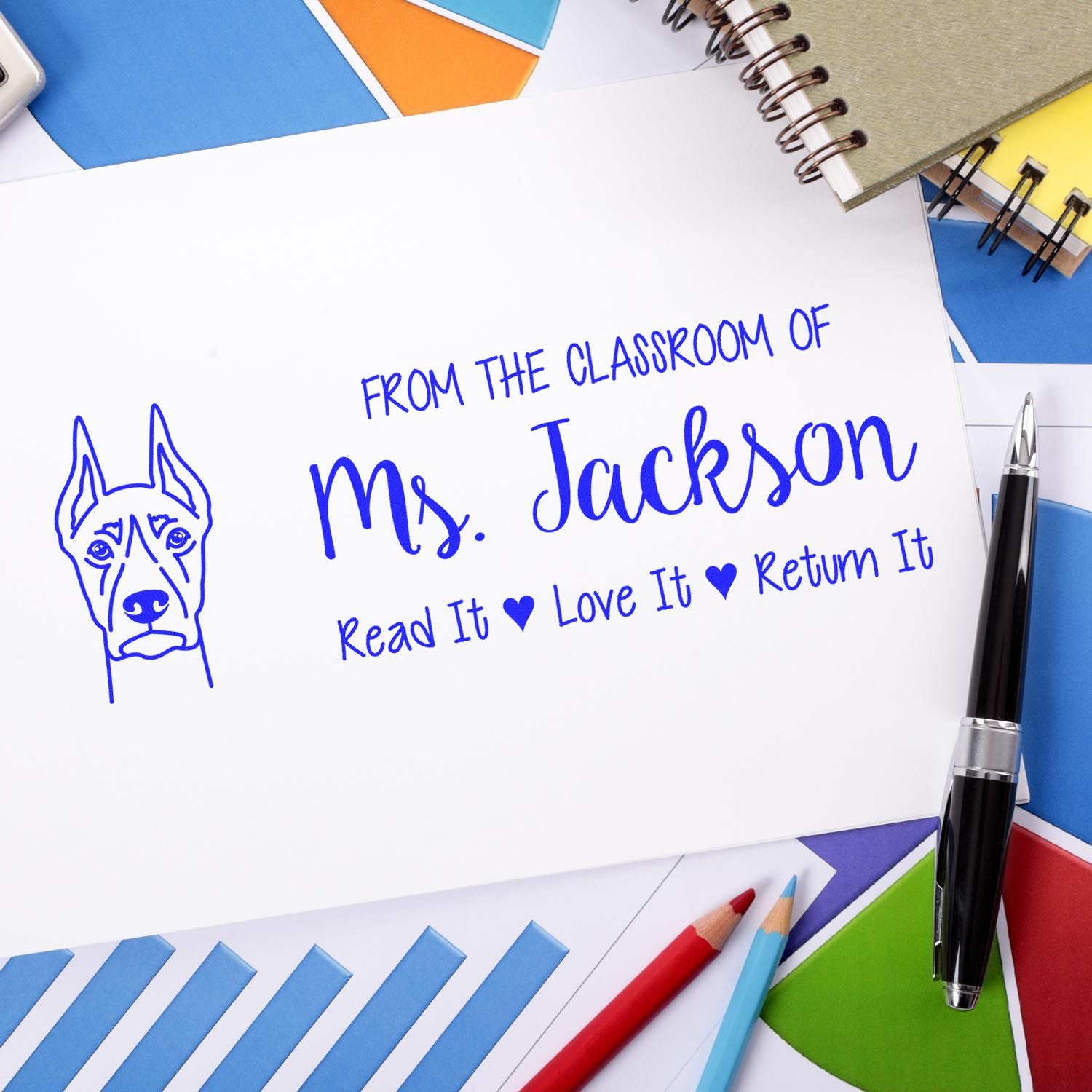 Self-Inking Custom Book Nook Stamp with Doberman Image - Engineer Seal Stamps