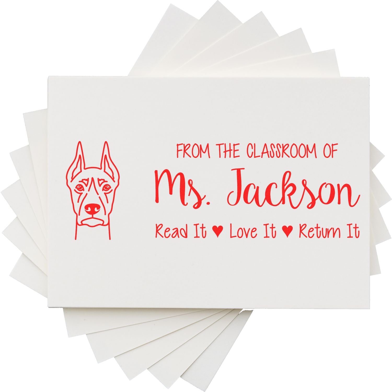 Wood Handle Doberman Personalized Book Belongs Stamp - Engineer Seal Stamps