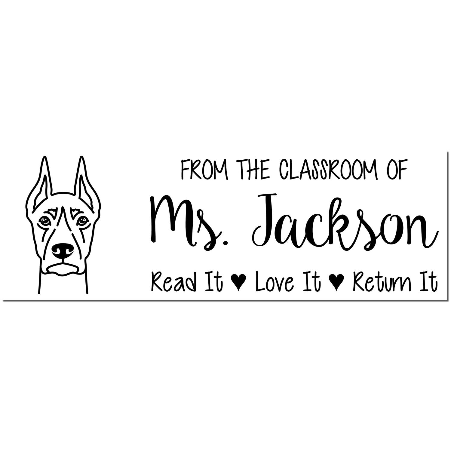 Self-Inking Custom Book Nook Stamp with Doberman Image - Engineer Seal Stamps