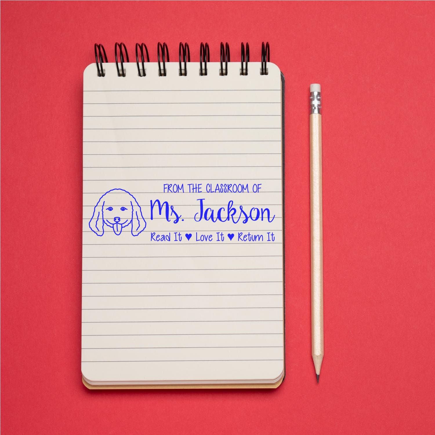 Wood Handle Doodle Personalized This Book Belongs To Stamp - Engineer Seal Stamps