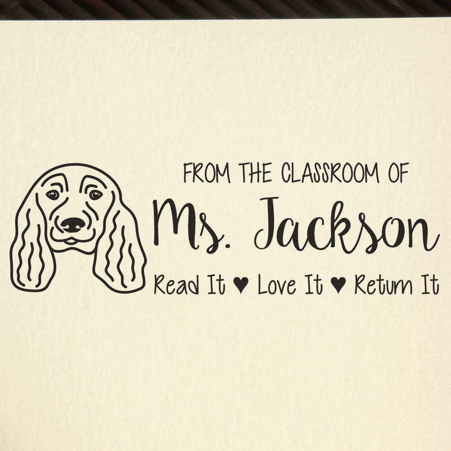 Self-Inking Custom Personal Book Stamp with English Cocker Spaniel Image - Engineer Seal Stamps