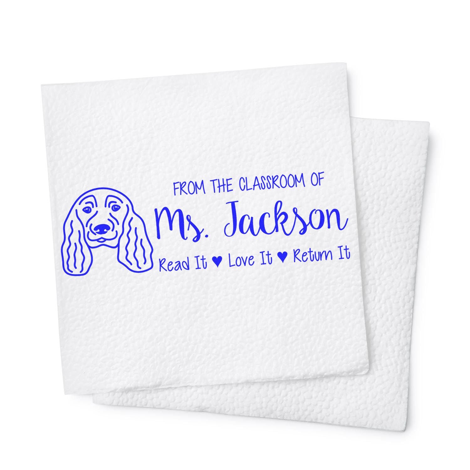 Self-Inking Custom Personal Book Stamp with English Cocker Spaniel Image - Engineer Seal Stamps