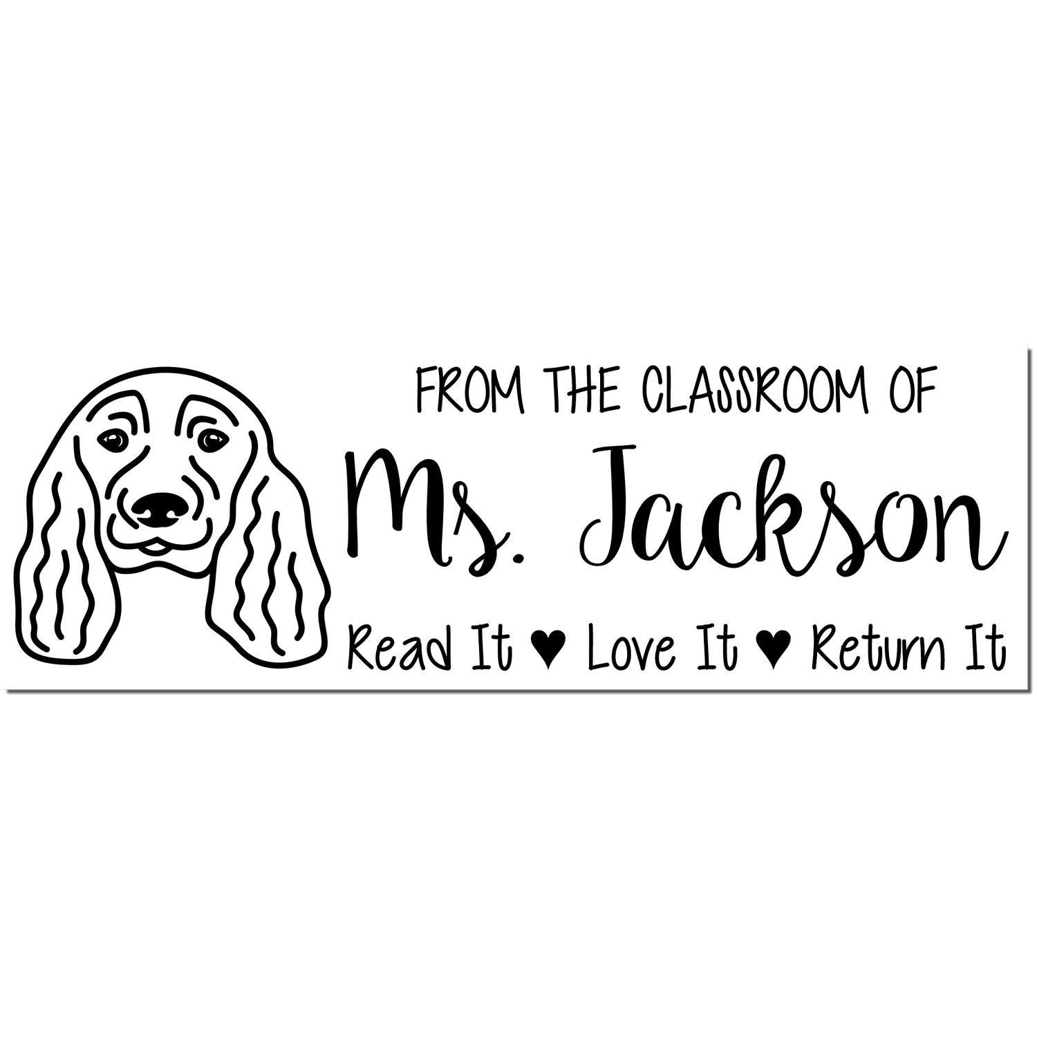 Self-Inking Custom Personal Book Stamp with English Cocker Spaniel Image - Engineer Seal Stamps