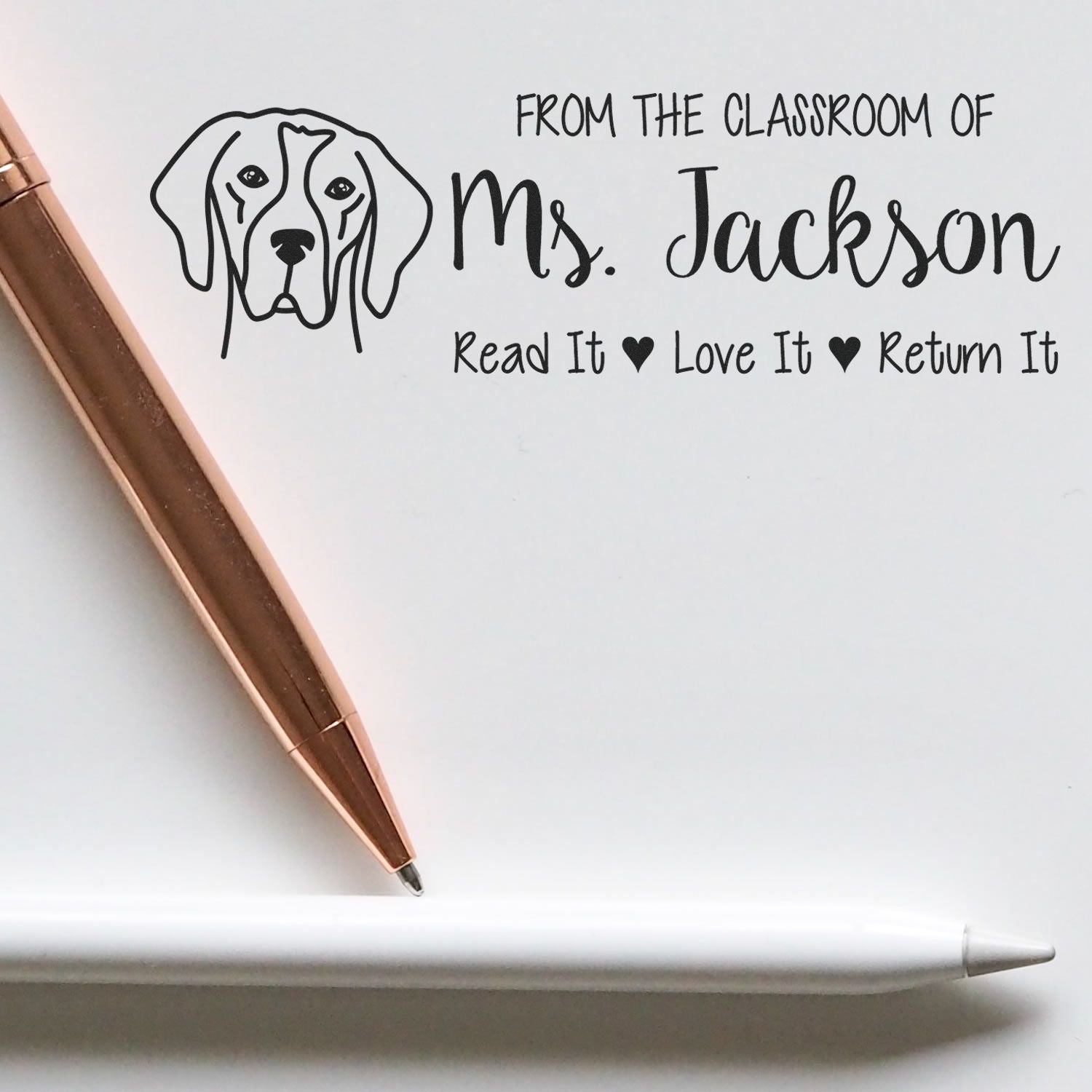 Self-Inking Custom Teacher Classroom Stamp with English Pointer Image - Engineer Seal Stamps