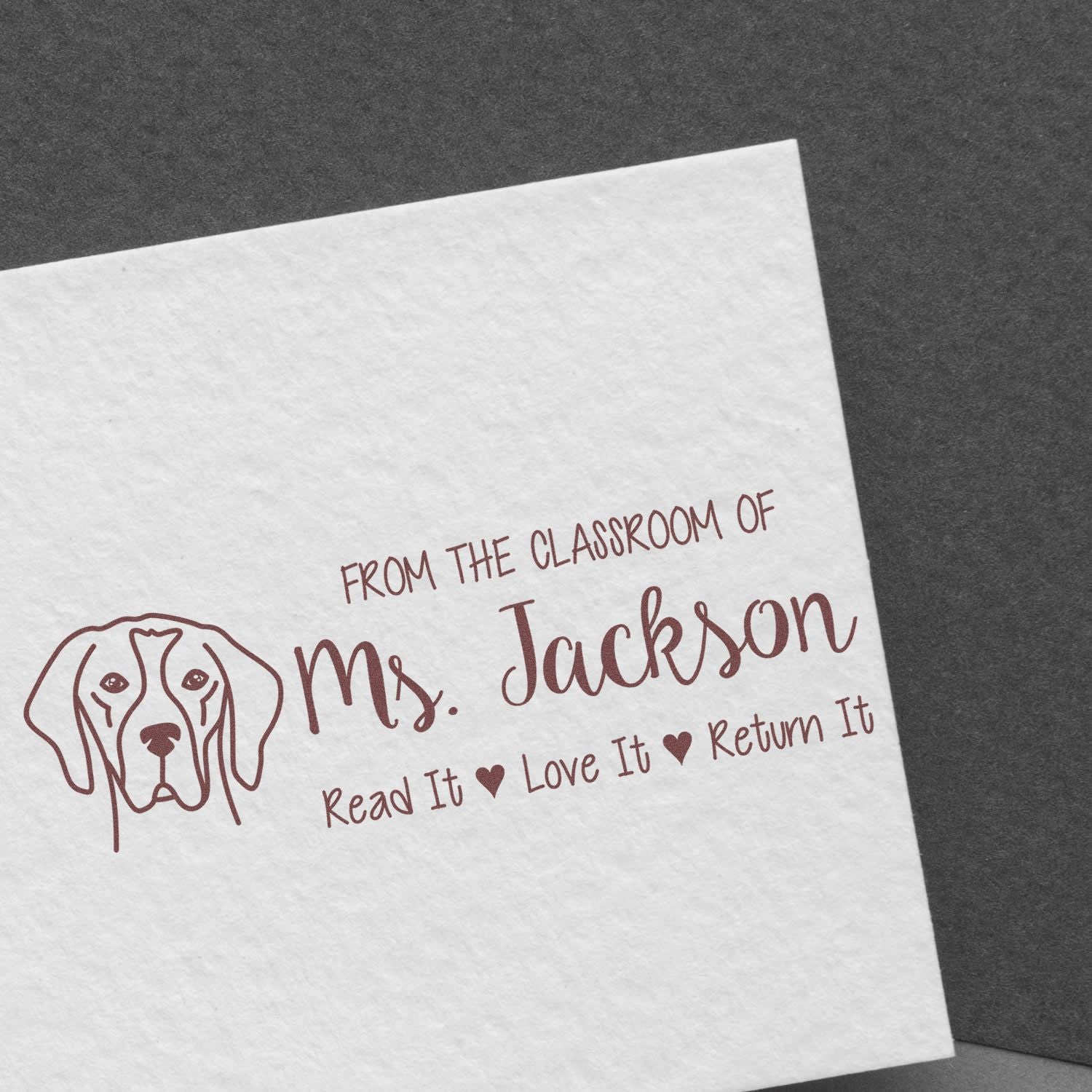 Pre-Inked English Pointer Outline Custom Made Teacher Book Ownership Stamp - Engineer Seal Stamps