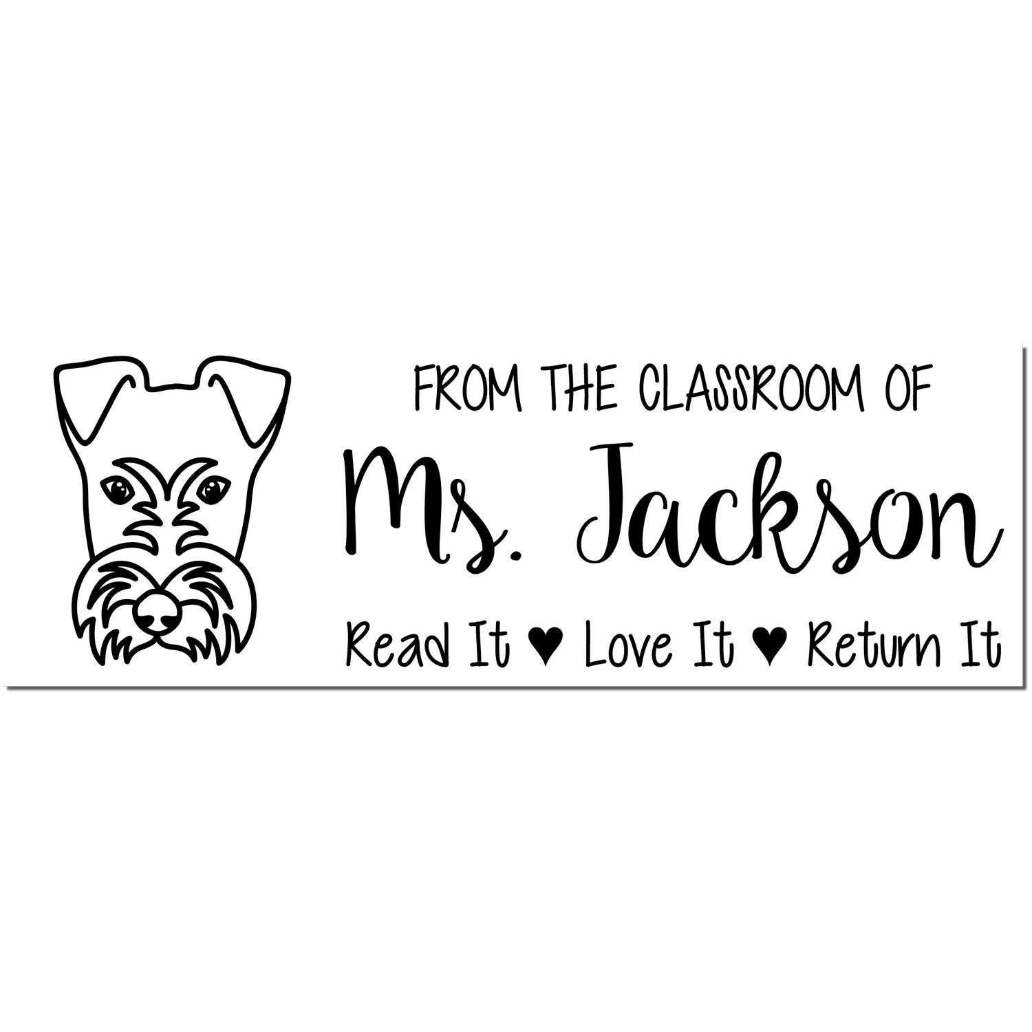 Self-Inking Custom Teacher Book Stamp with Fox Terrier Image - Engineer Seal Stamps