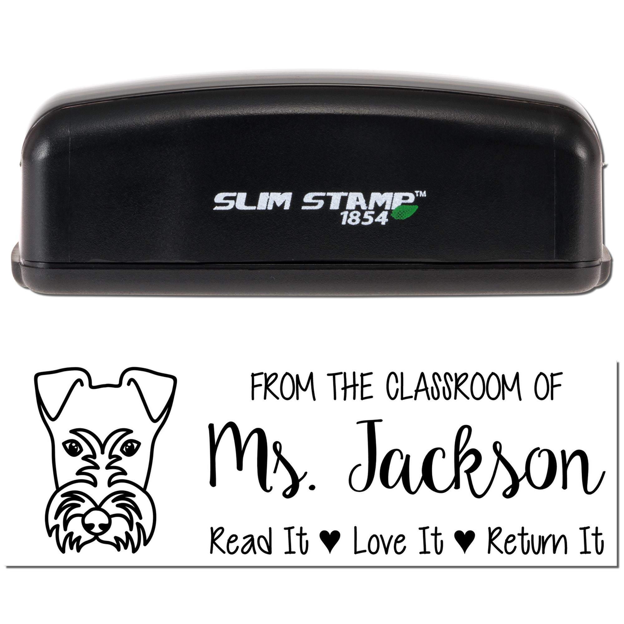 Pre-Inked Fox Terrier Outline Custom Book Ownership Stamp - Engineer Seal Stamps