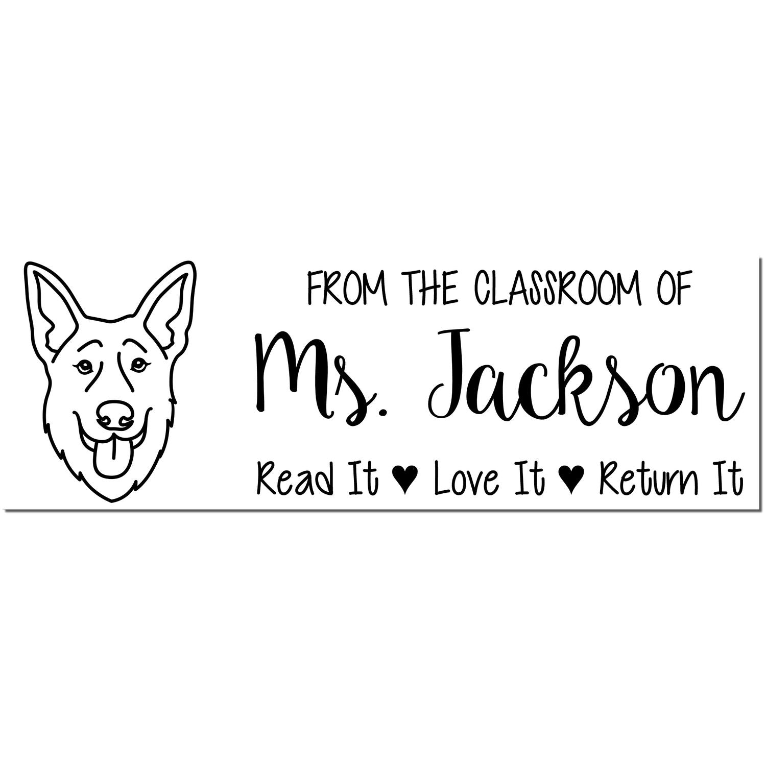 Wood Handle German Shepherd Personalized Bookplate Stamp - Engineer Seal Stamps