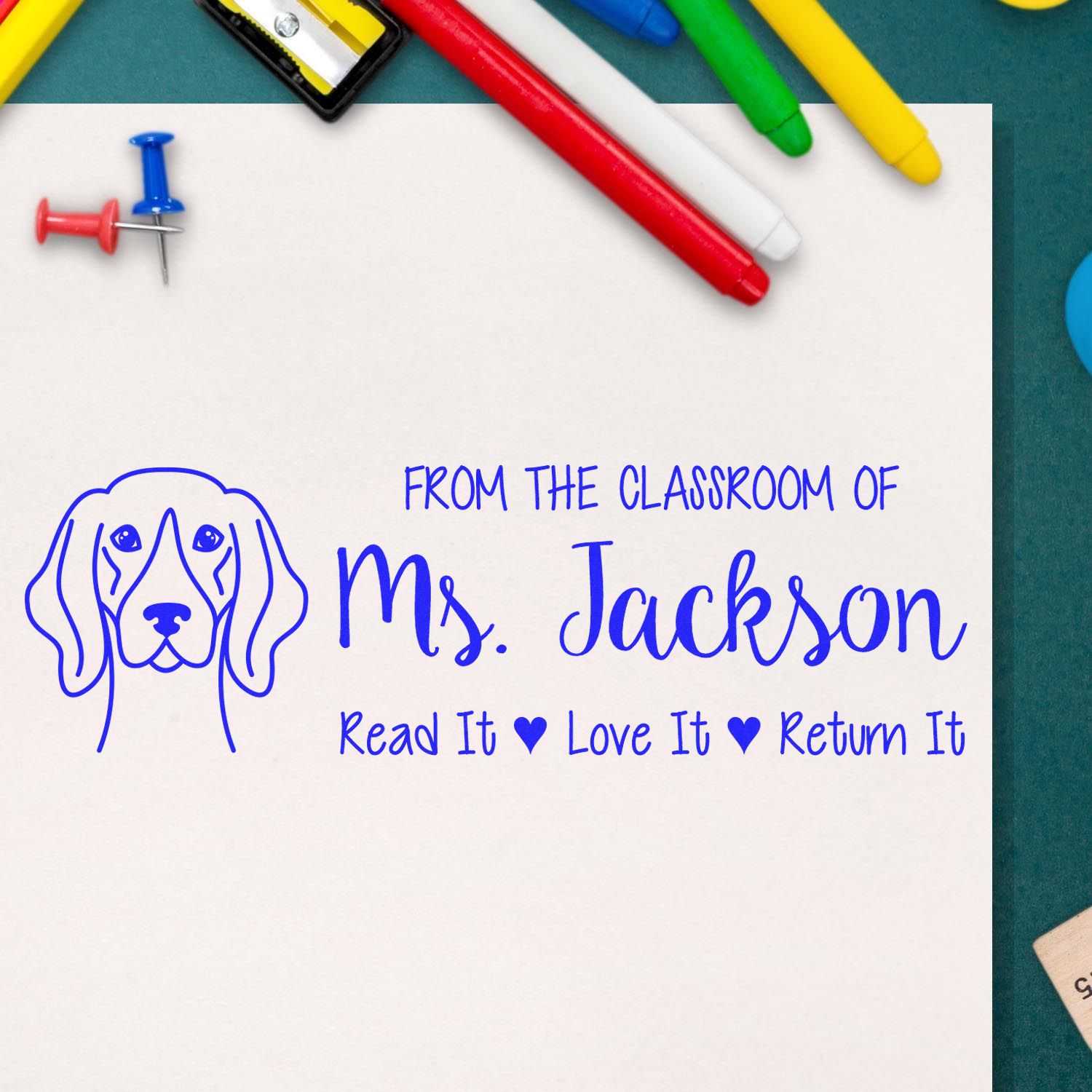 Pre-Inked German Shorthaired Pointer Outline Custom This Book Belongs To Stamp - Engineer Seal Stamps