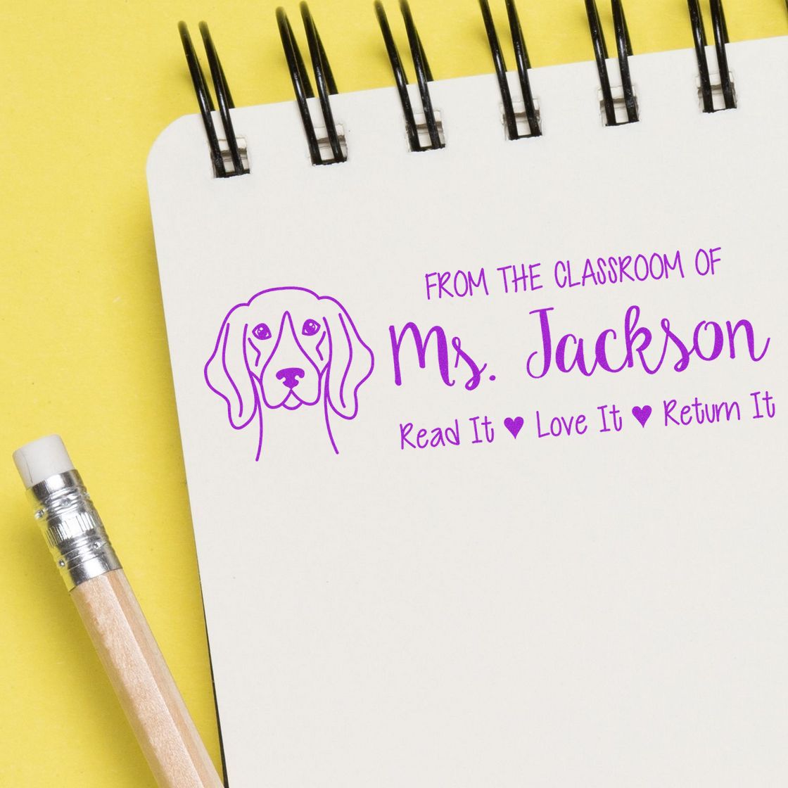 Wood Handle German Shorthaired Pointer Personalized Book Belongs To Stamp - Engineer Seal Stamps