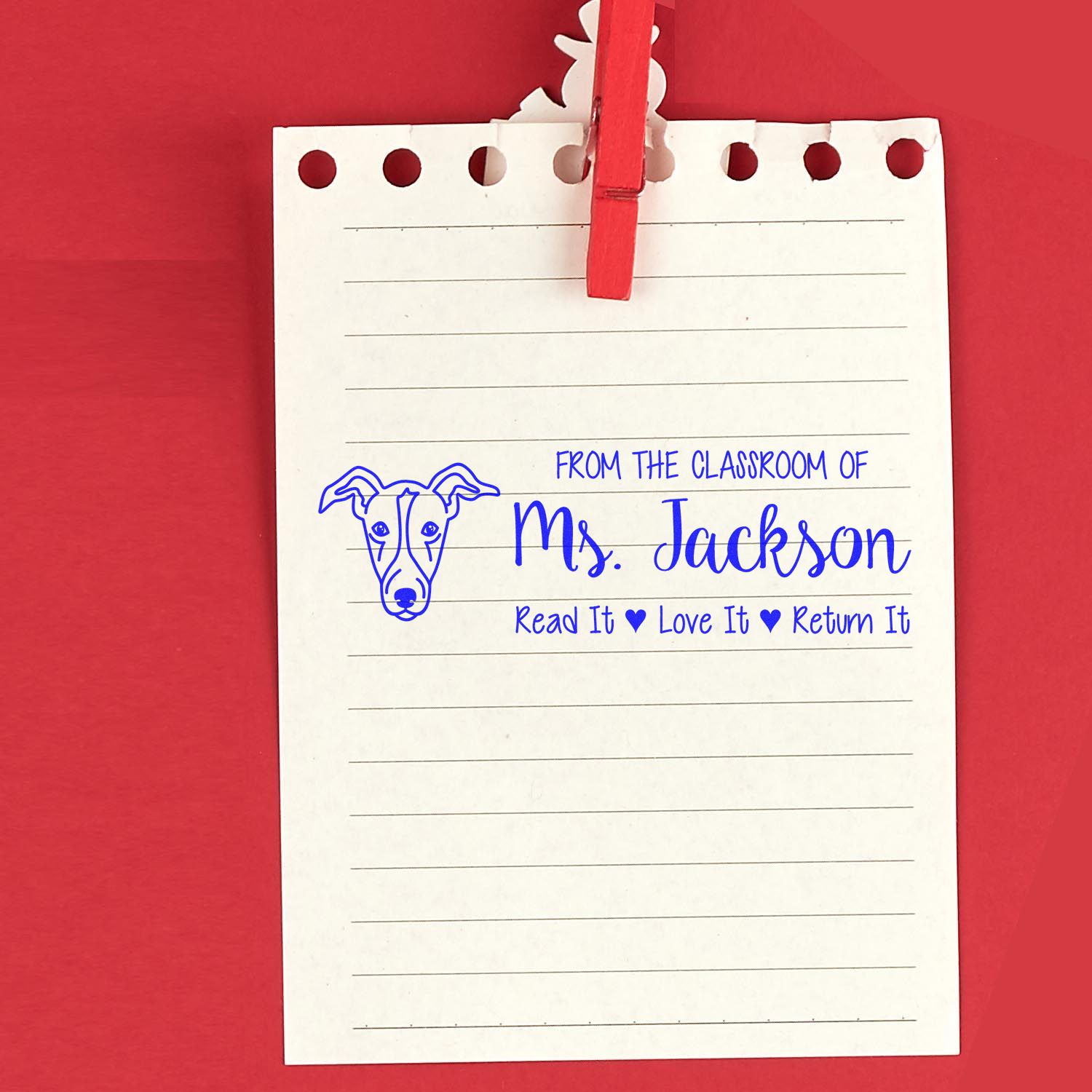 Self-Inking Custom Teacher Book Ownership Stamp with Greyhound Image - Engineer Seal Stamps