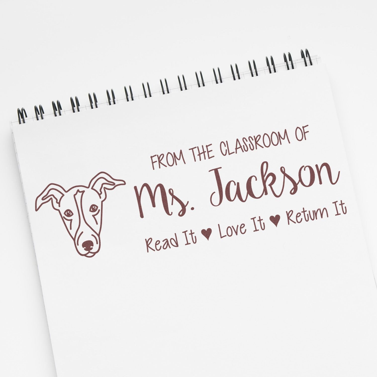 Wood Handle Greyhound Personalized Teacher Classroom Stamp - Engineer Seal Stamps