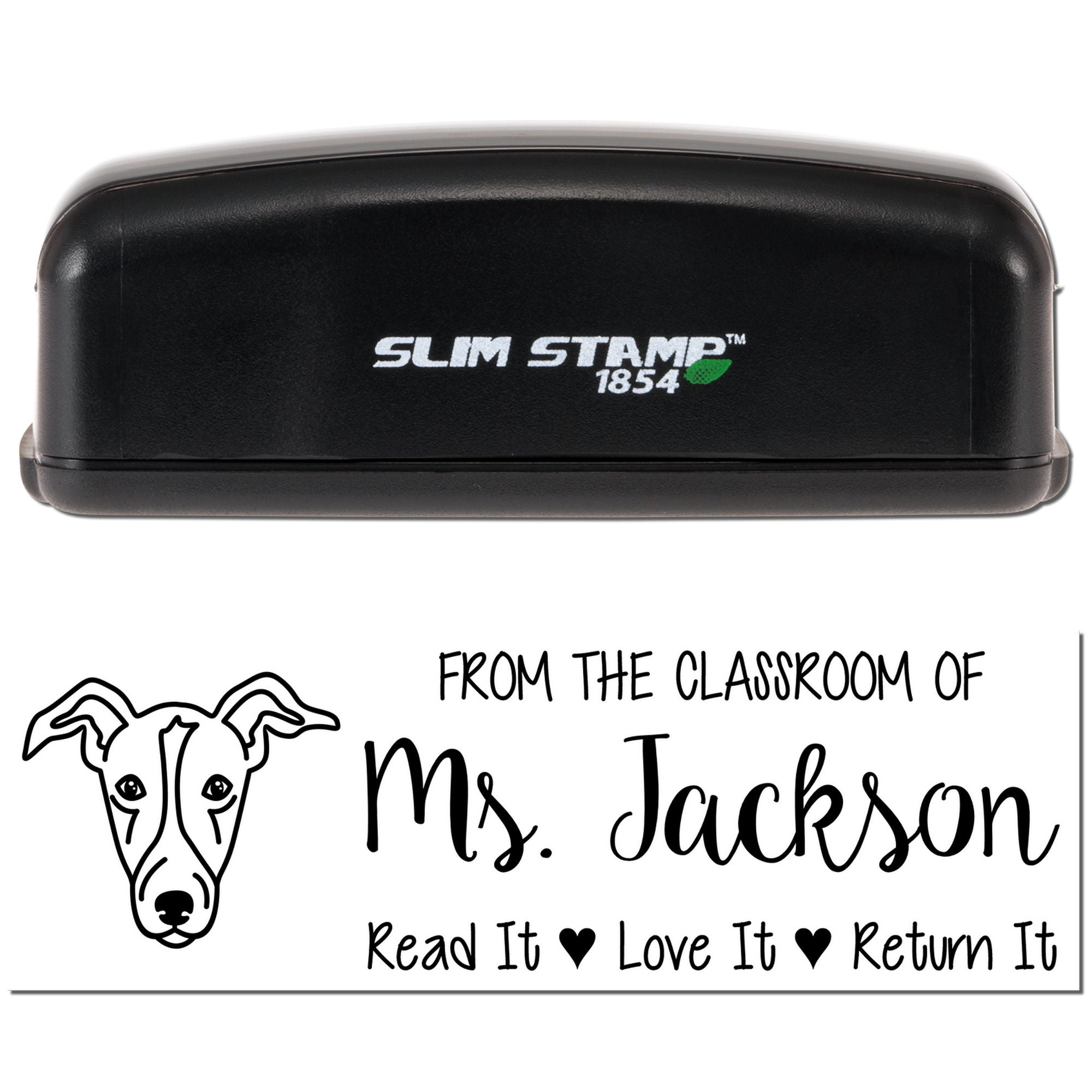 Pre-Inked Greyhound Outline Custom Book Belongs To Stamp - Engineer Seal Stamps