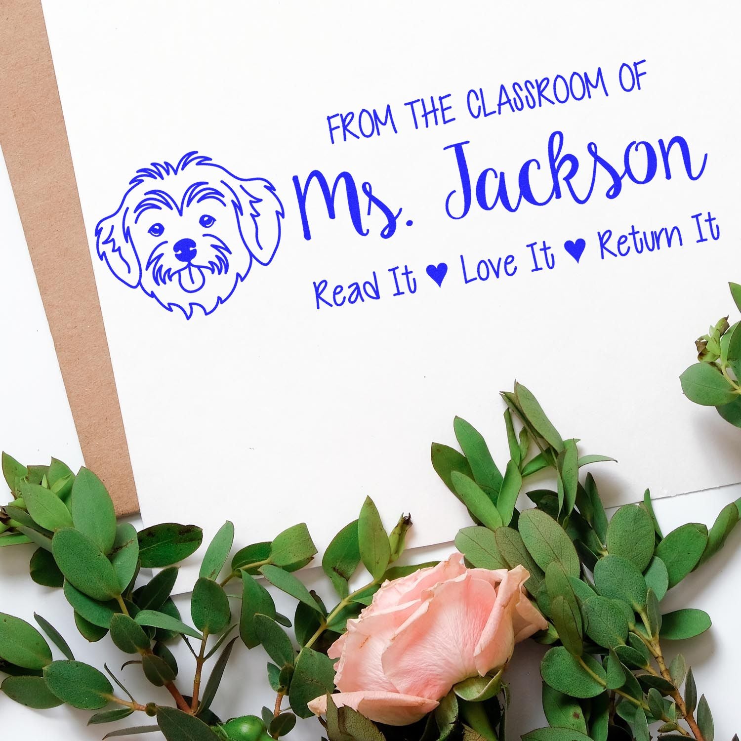 Wood Handle Havanese Personalized Teacher Book Stamp - Engineer Seal Stamps