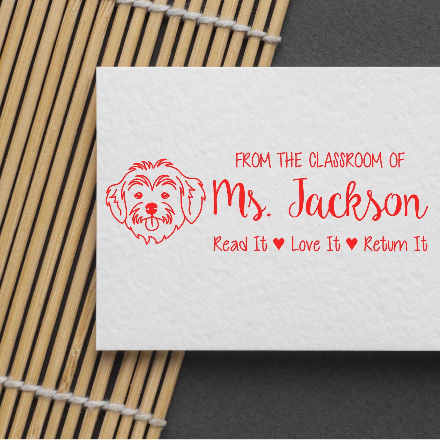 Self-Inking Personalized Book Ownership Stamp with Havanese Image - Engineer Seal Stamps