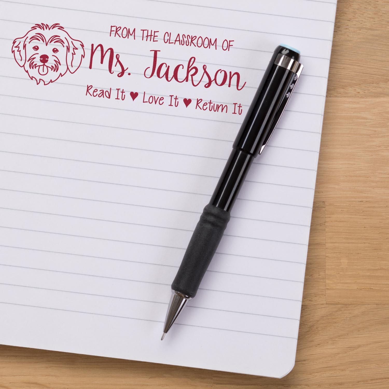 Self-Inking Personalized Book Ownership Stamp with Havanese Image - Engineer Seal Stamps