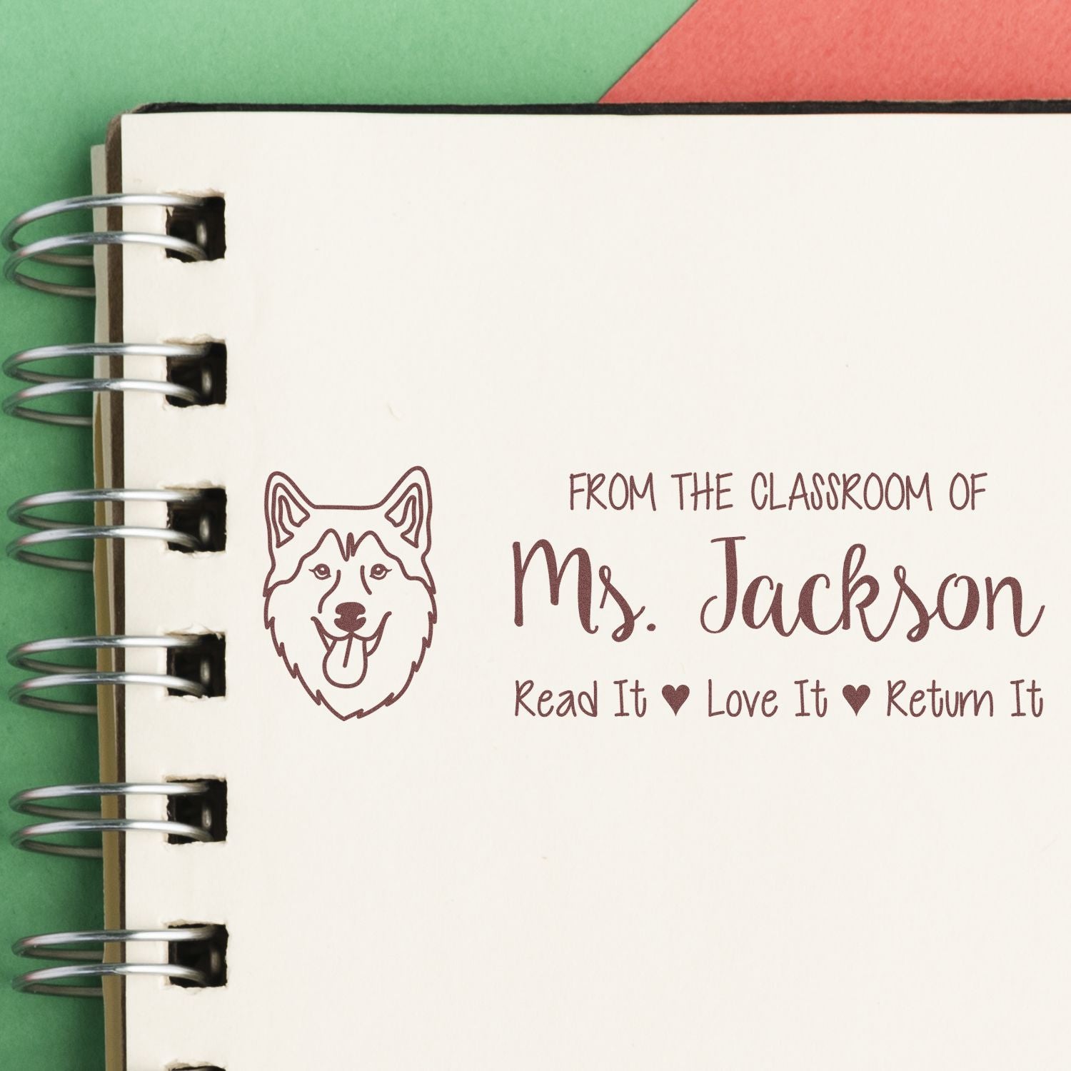 Pre-Inked Husky Outline Custom Book Nook Stamp - Engineer Seal Stamps