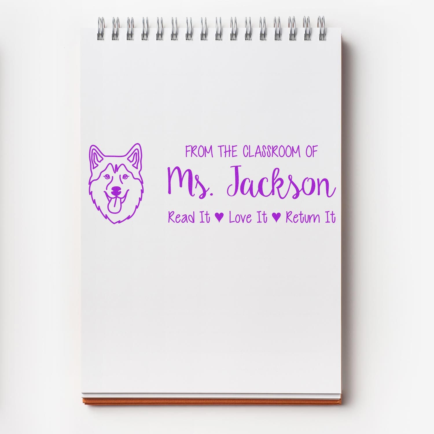 Self-Inking Personalized Book Belongs Stamp with Husky Image - Engineer Seal Stamps