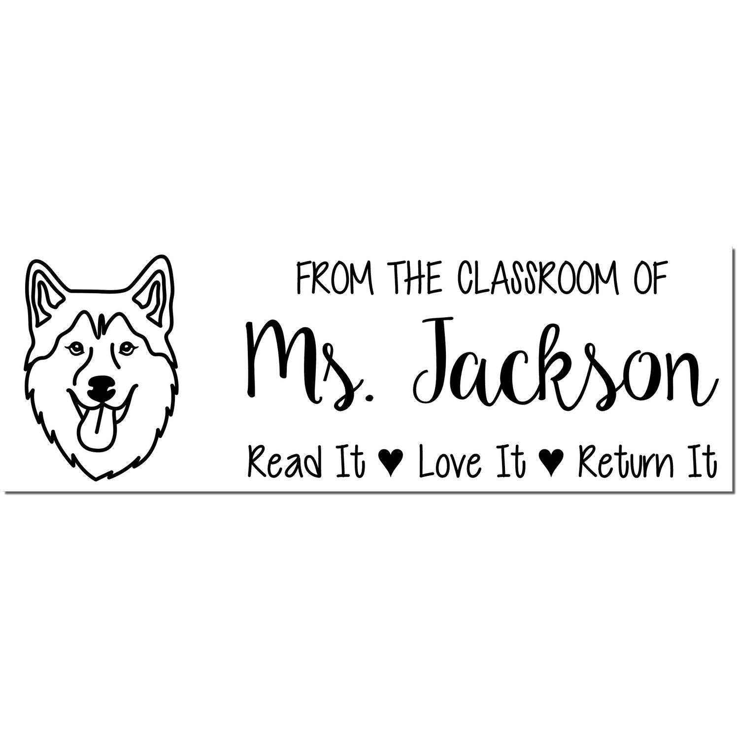 Self-Inking Personalized Book Belongs Stamp with Husky Image - Engineer Seal Stamps