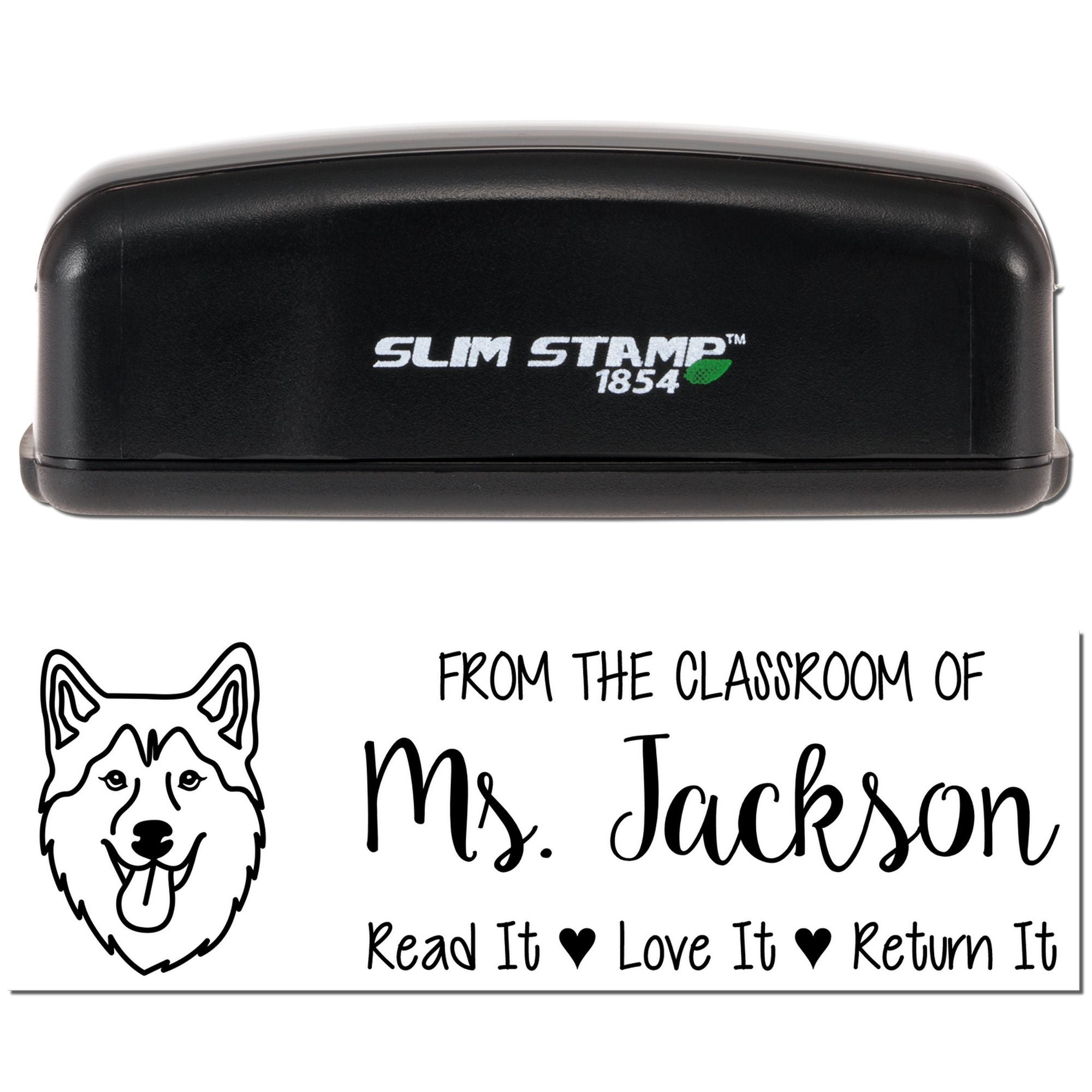 Pre-Inked Husky Outline Custom Book Nook Stamp - Engineer Seal Stamps