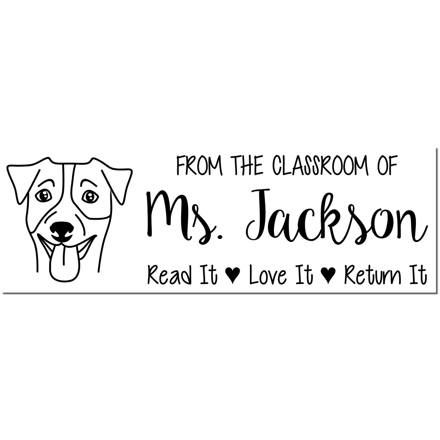 Wood Handle Jack Russell Personalized Teacher Library Book Stamp - Engineer Seal Stamps