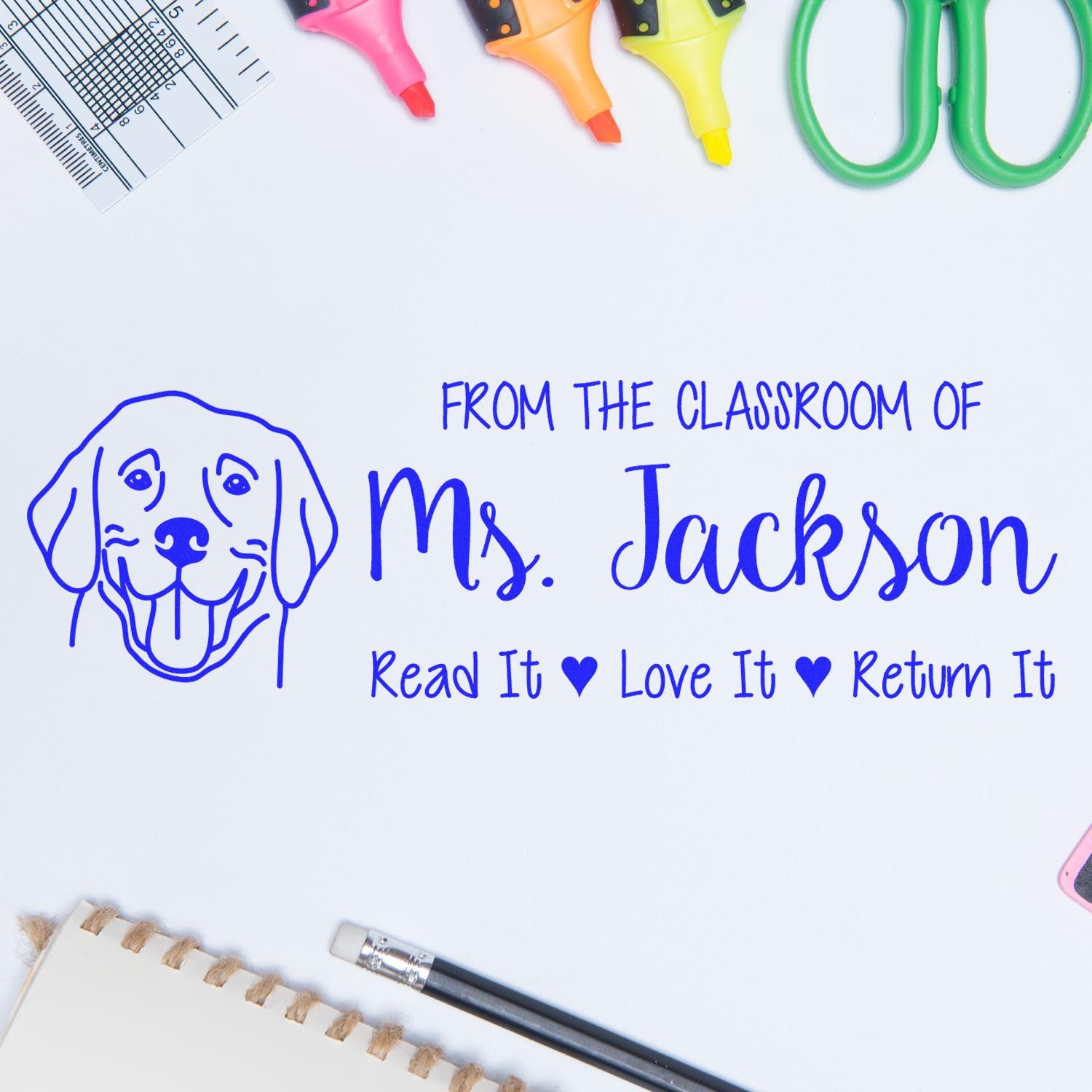 Self-Inking Personalized Book Stamp with Labrador Image - Engineer Seal Stamps