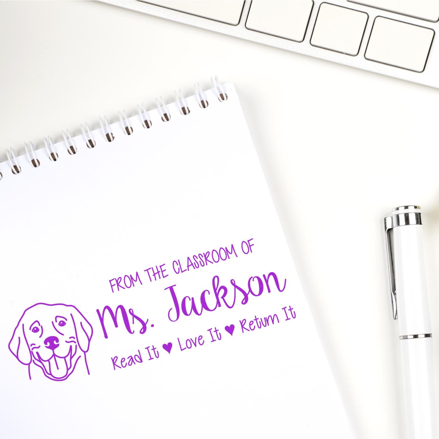 Self-Inking Personalized Book Stamp with Labrador Image - Engineer Seal Stamps