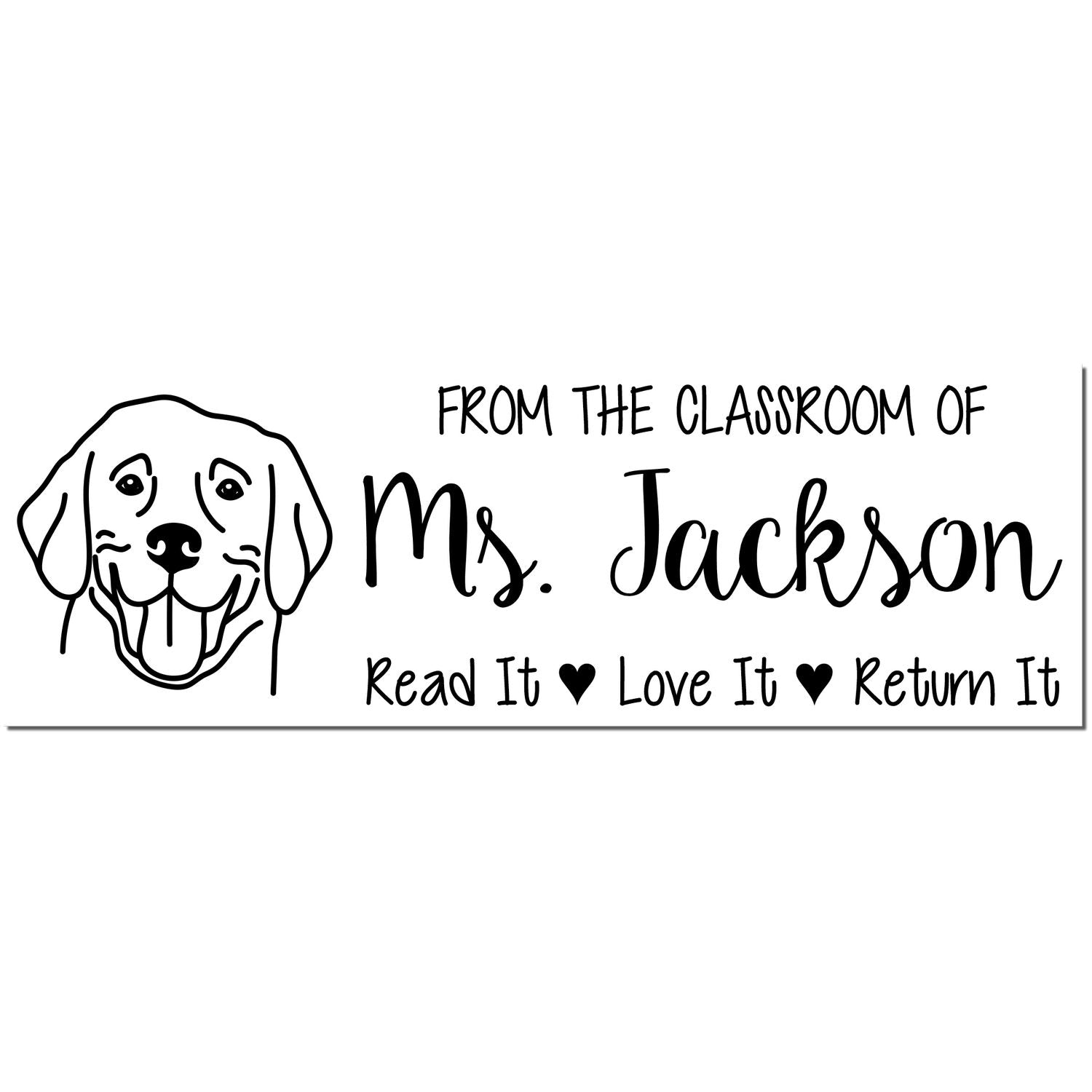 Wood Handle Labrador Personalized Classroom Ownership Stamp - Engineer Seal Stamps